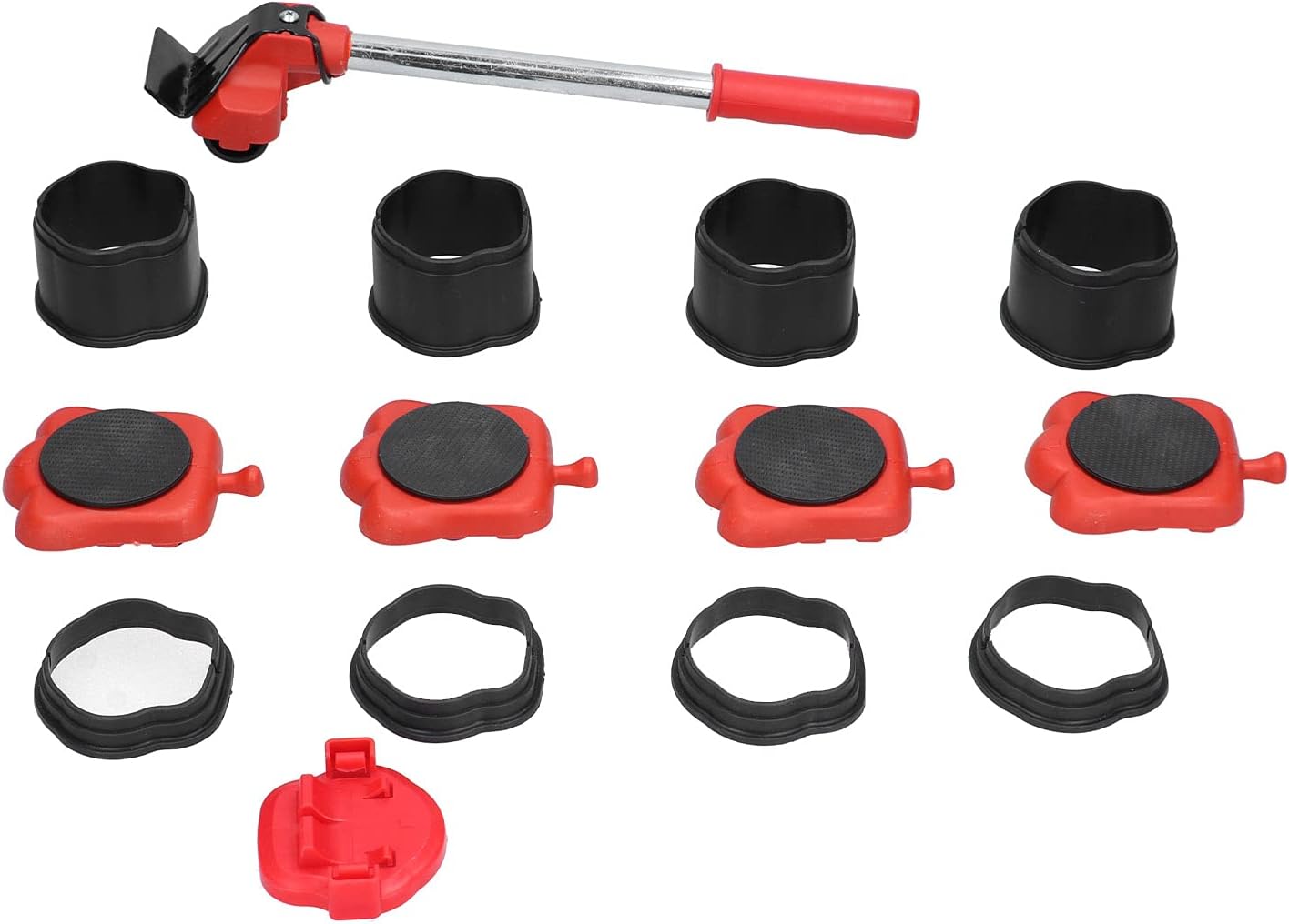 Lève-meubles mobile multifonctionnel 150 kg en fer et ABS, 13 pièces, rouge