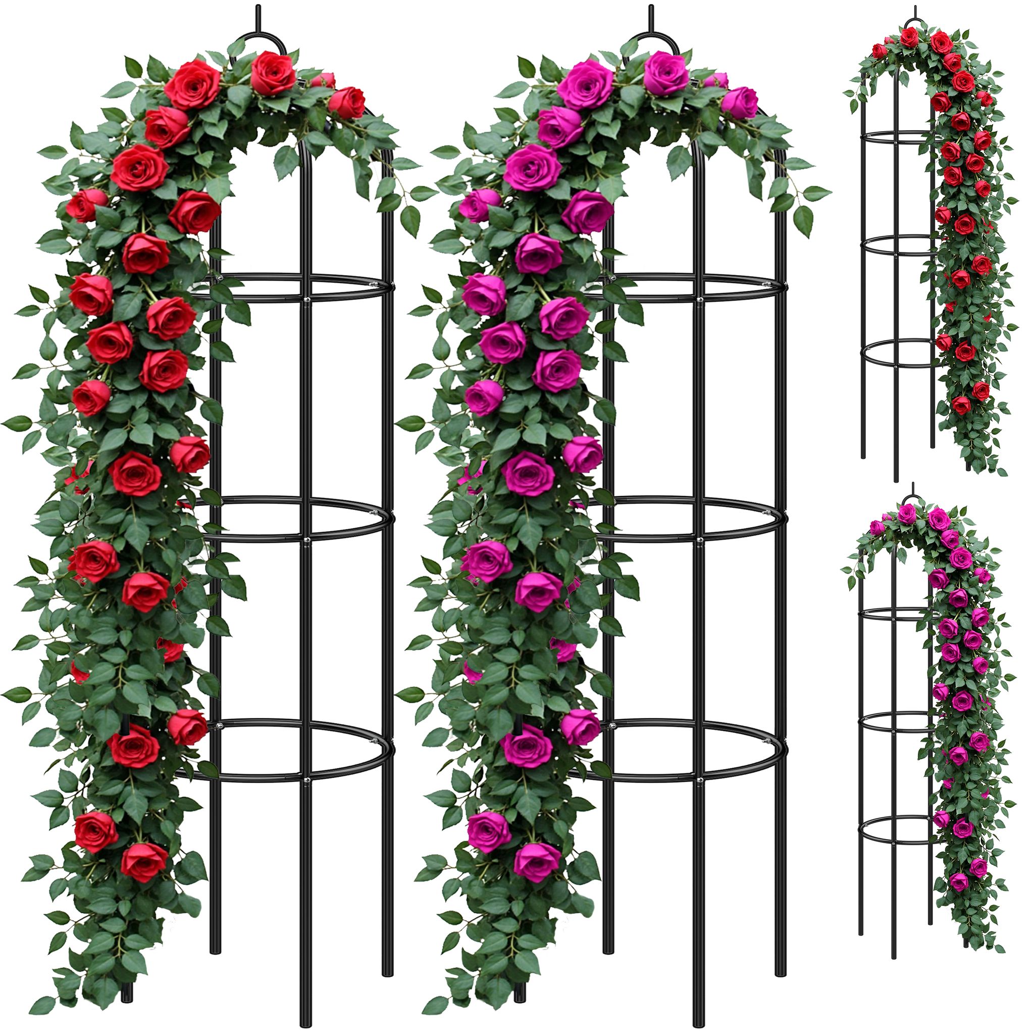 Gardebruk - Rosenbogen Rosensäule Verschiedene Modelle Metall Rankhilfe Rankgitter Garten 4x Rosensäule