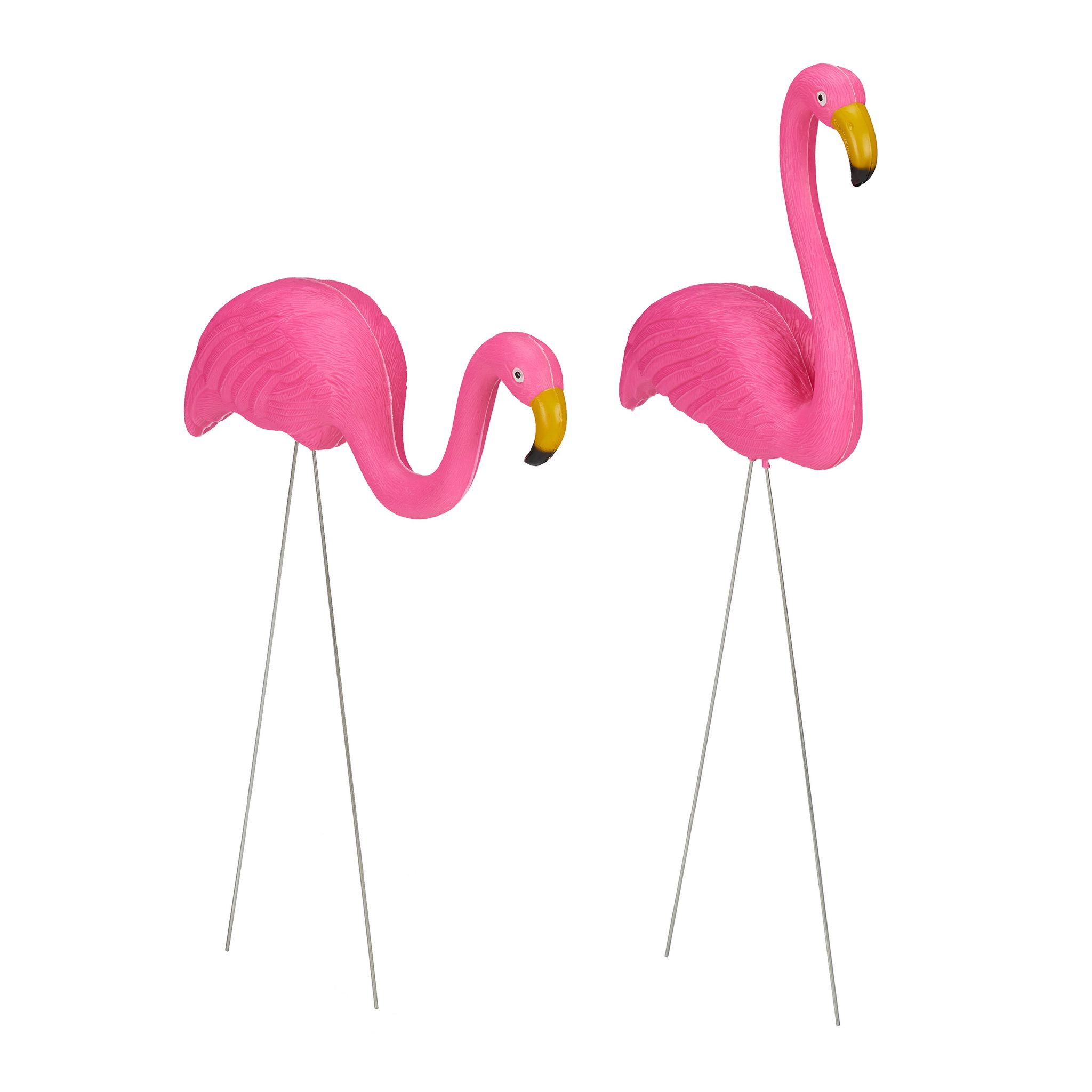 Relaxdays Fenicottero Decorativo, Set Da 4, Arredo Da Giardino, Fascino Tropicale, Plastica, Metallo, 2 Misure, Pink RELAXDAYS