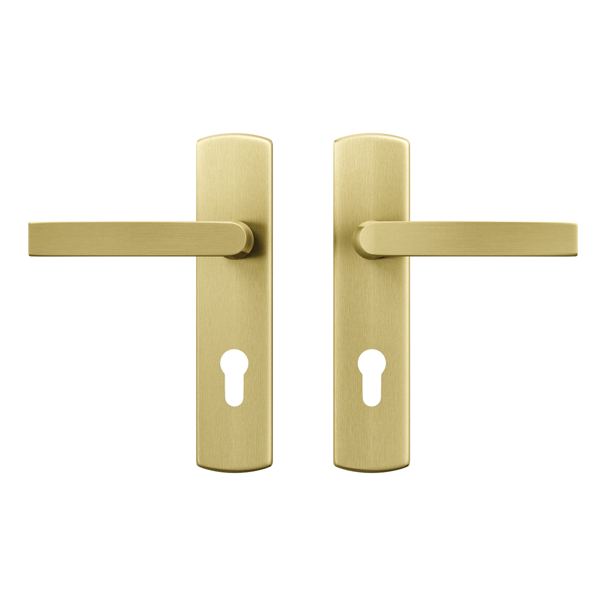 Axa Türbeschläge Set - Curve Klik Blok - Türklinken Innentüren Mit Langschild - Mit Zylinderloch - Gold - Pc72