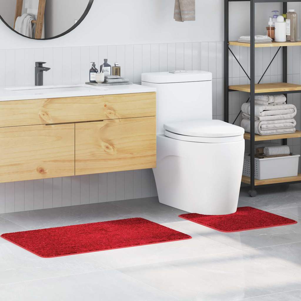 Bath Mat 2 Pcs Red 50 X 50 Cm Polypropylene Vidaxl