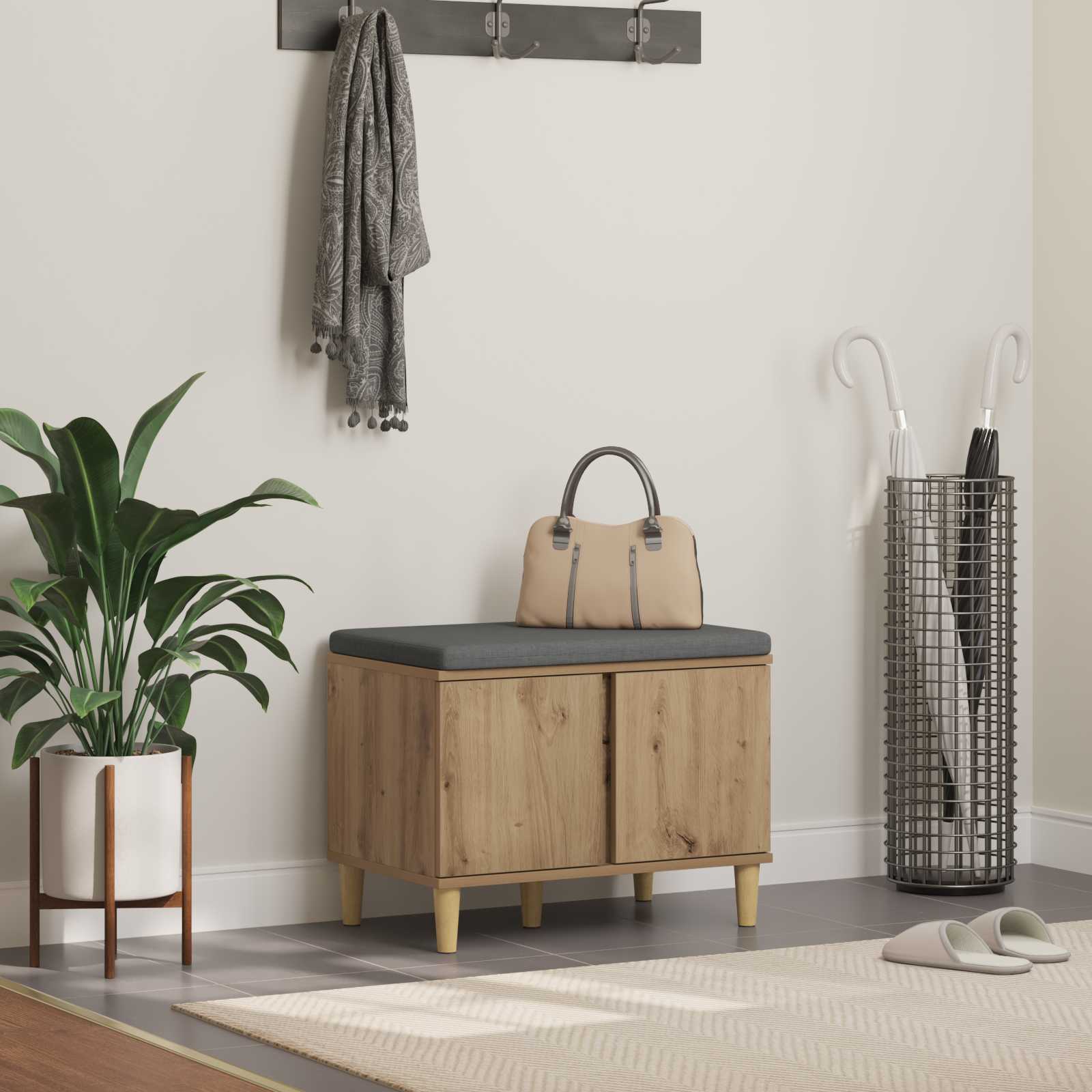 Hall Bench Artisan Oak 60 X 38 X 46 Cm Vidaxl