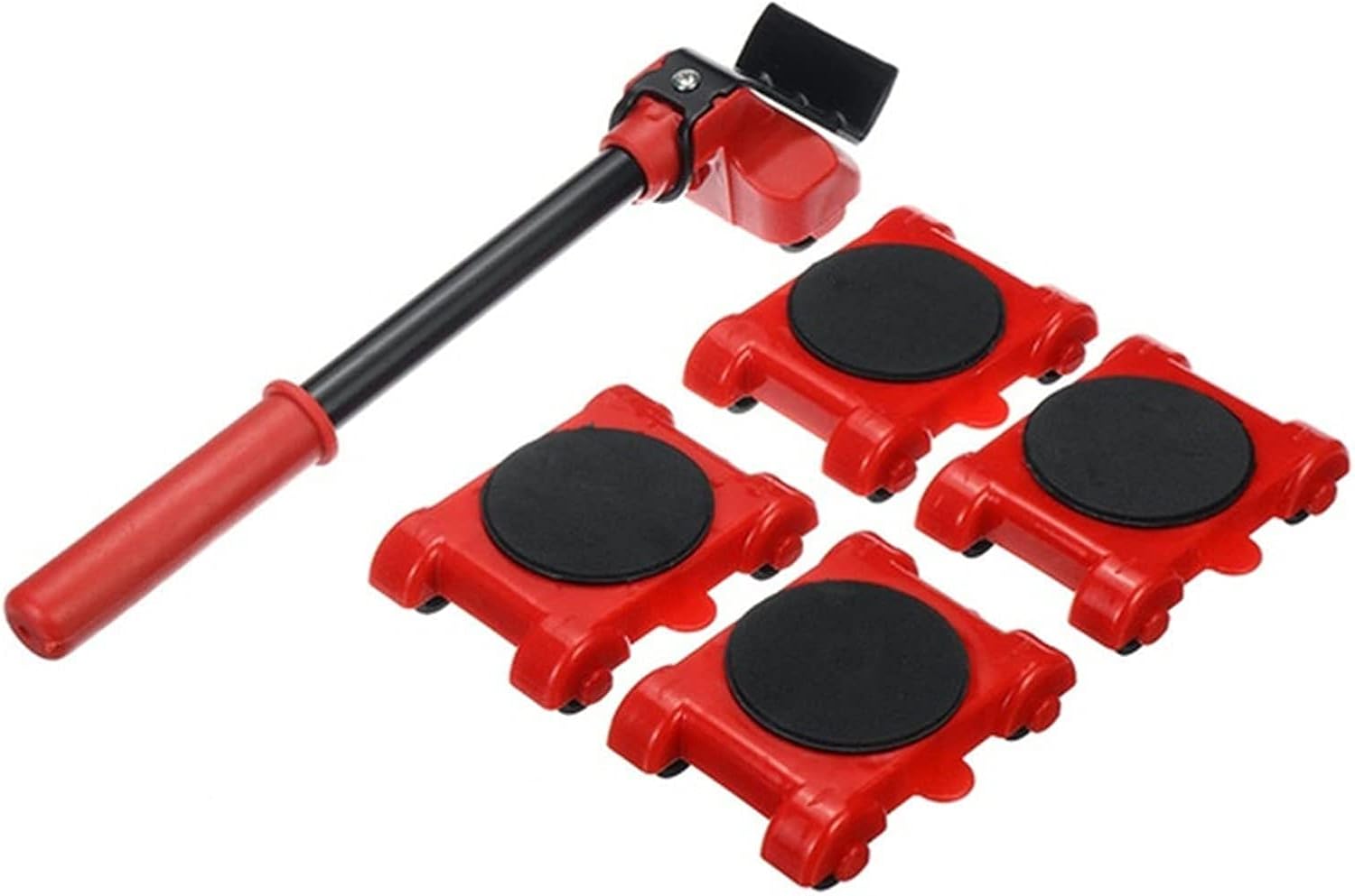 Élévateur de meubles à 4 patins, support basculant 360°, fer et ABS, rouge