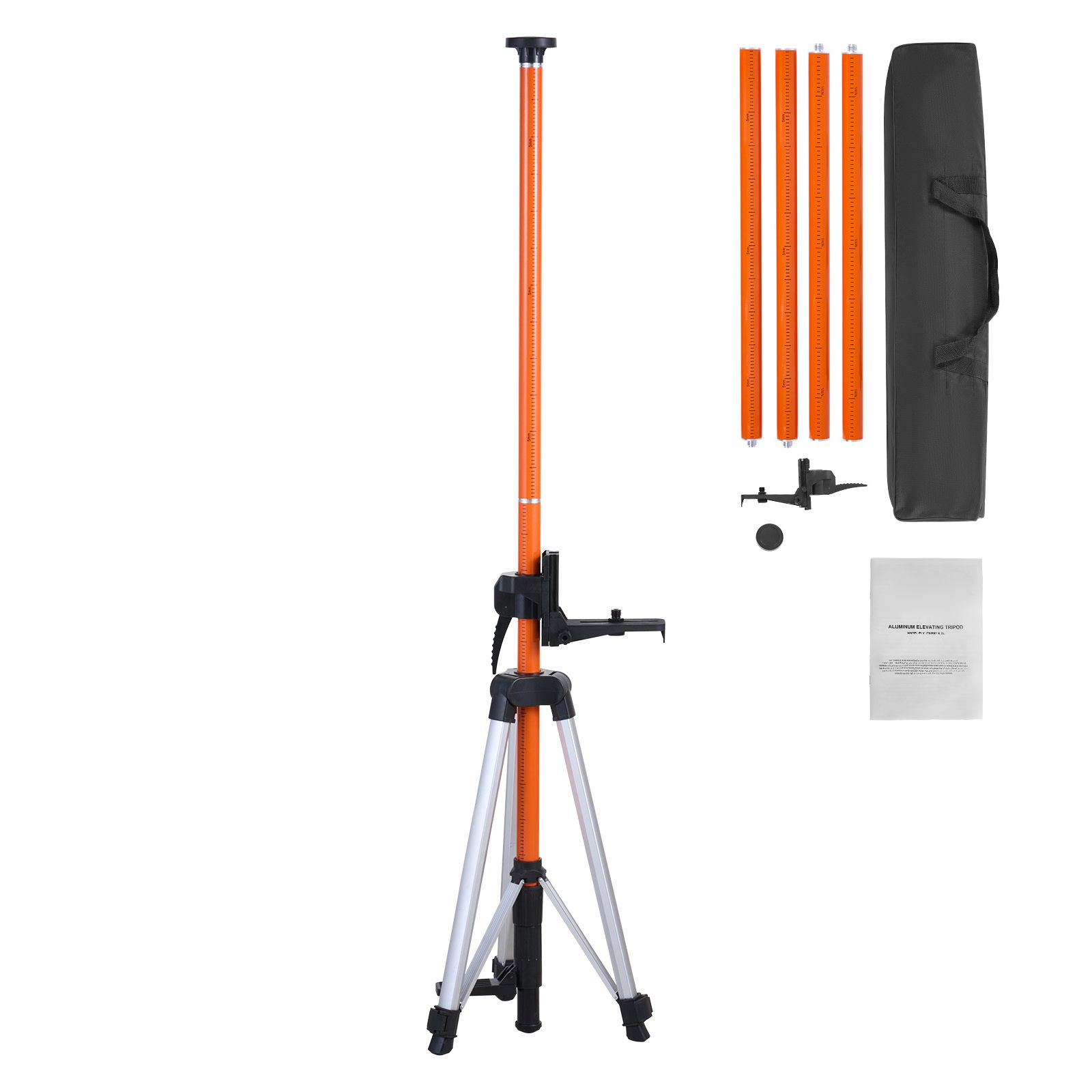 Trépied de niveau laser télescopique en alliage d'aluminium, hauteur 1040-3400 mm, rotatif, charge 5,44 kg