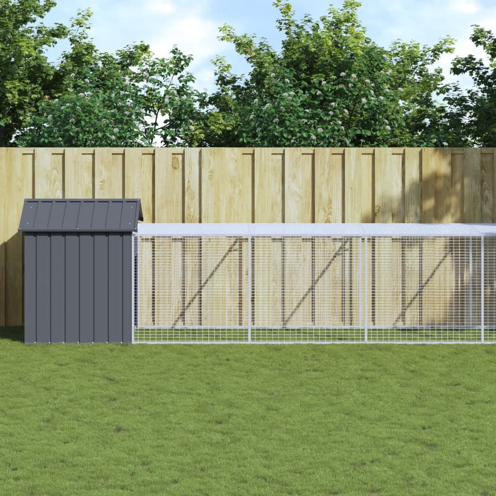 Vidaxl Anthrazit Hühnerkäfig Mit Auslauf 117X609x123 Cm Stahl Verzinkt
