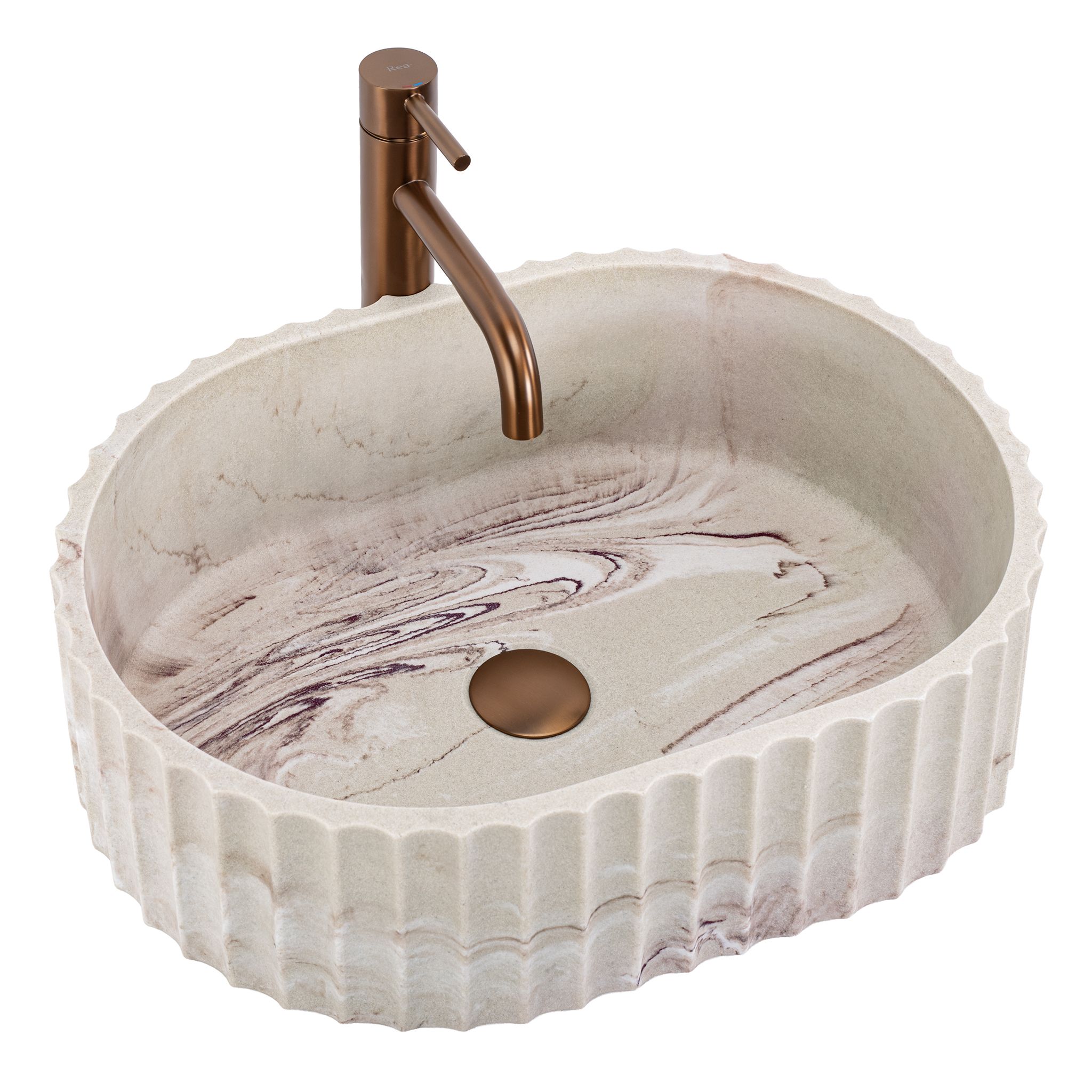 Aufsatzwaschbecken Rea Margaret Gio Beige, Stone Imitation
