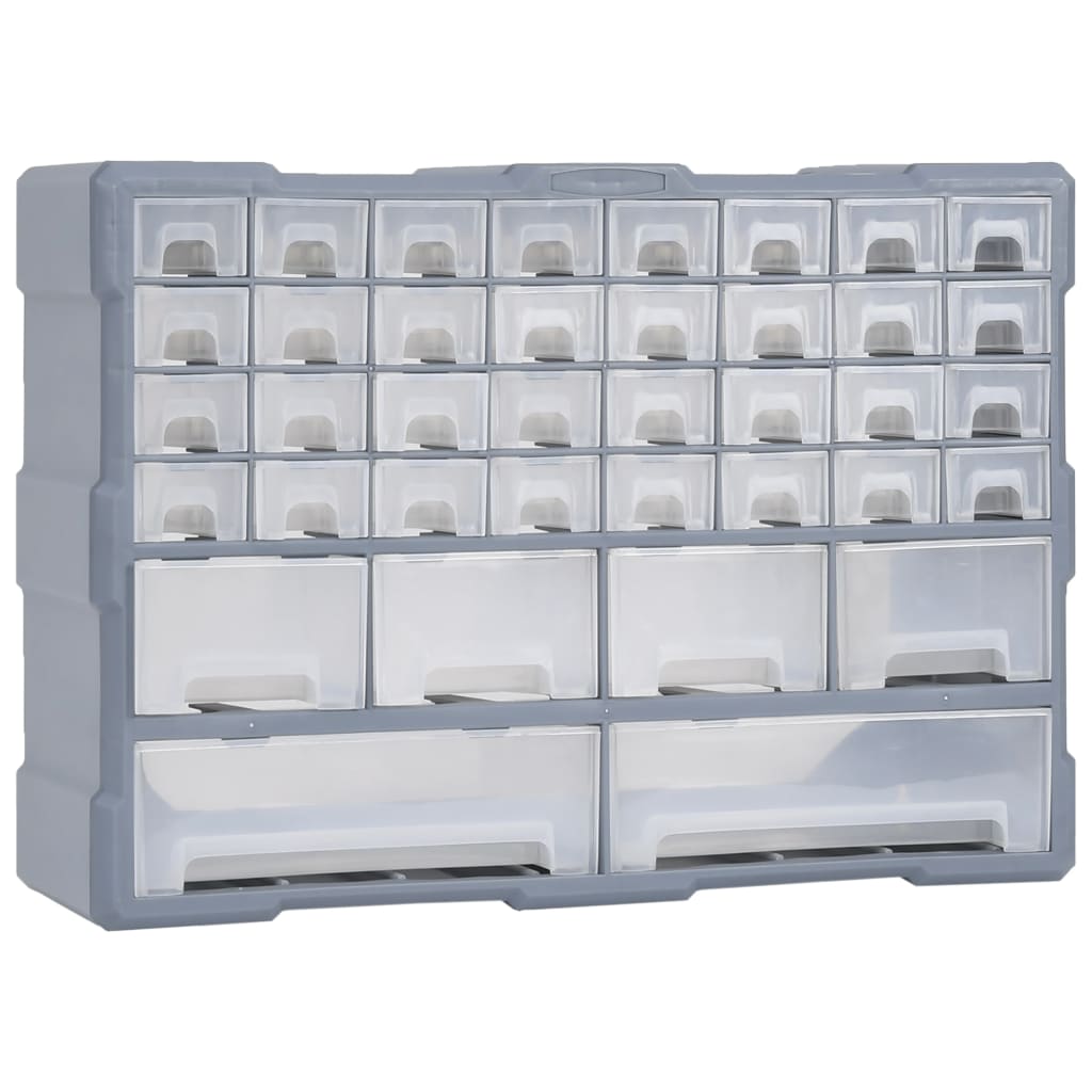 Organisateur d'outils 38 tiroirs en PP, 52 x 16 x 37,5 cm, fixation murale possible