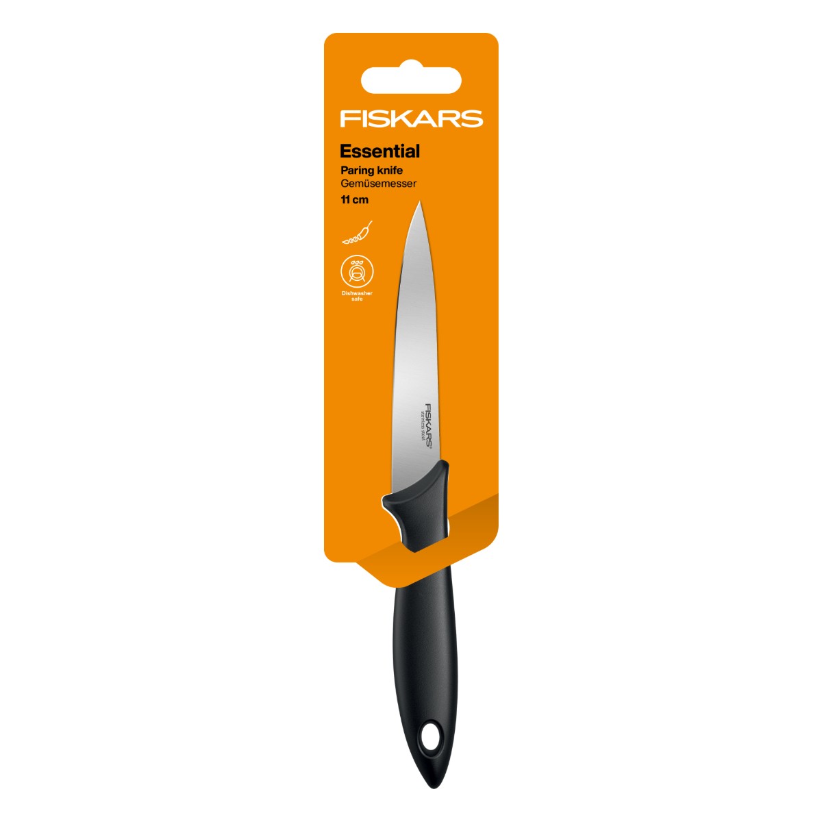Schwarz Fiskars® Essential Gemüsemesser 11 Cm - Bild 5