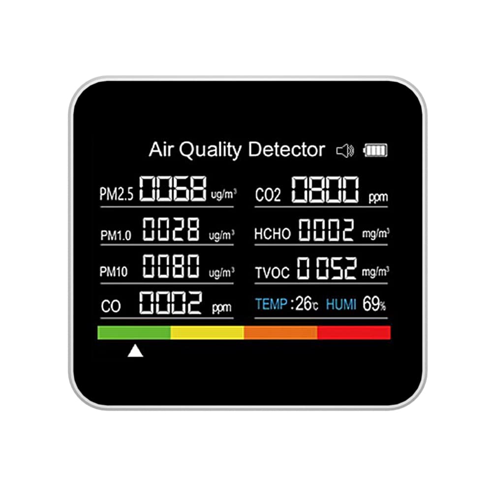 Monitor Della Qualità Dell'aria, Monitor Della Qualità Dell'aria 9 In 1, Rilevatore Tvoc Hcho, Misuratore Pm2.5 Pm1.0 Pm10, Rilevamento Della Temperatura E Dell'umidità Con Funzione