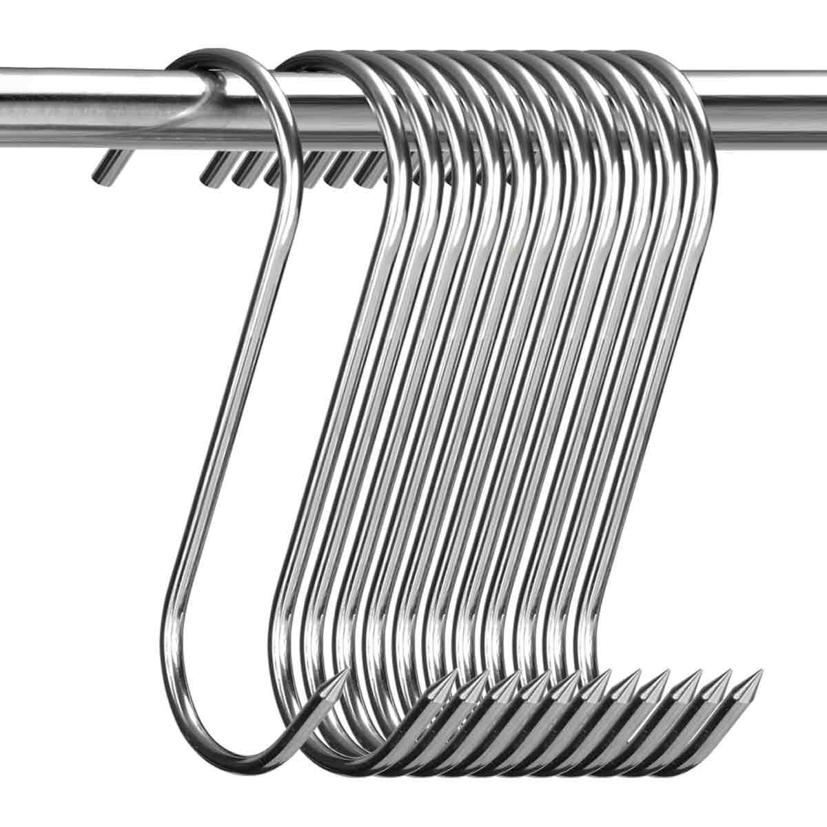 Crochet en S pour viande, acier inoxydable 18 cm, 4 mm, charge 22,7 kg, lot de 20