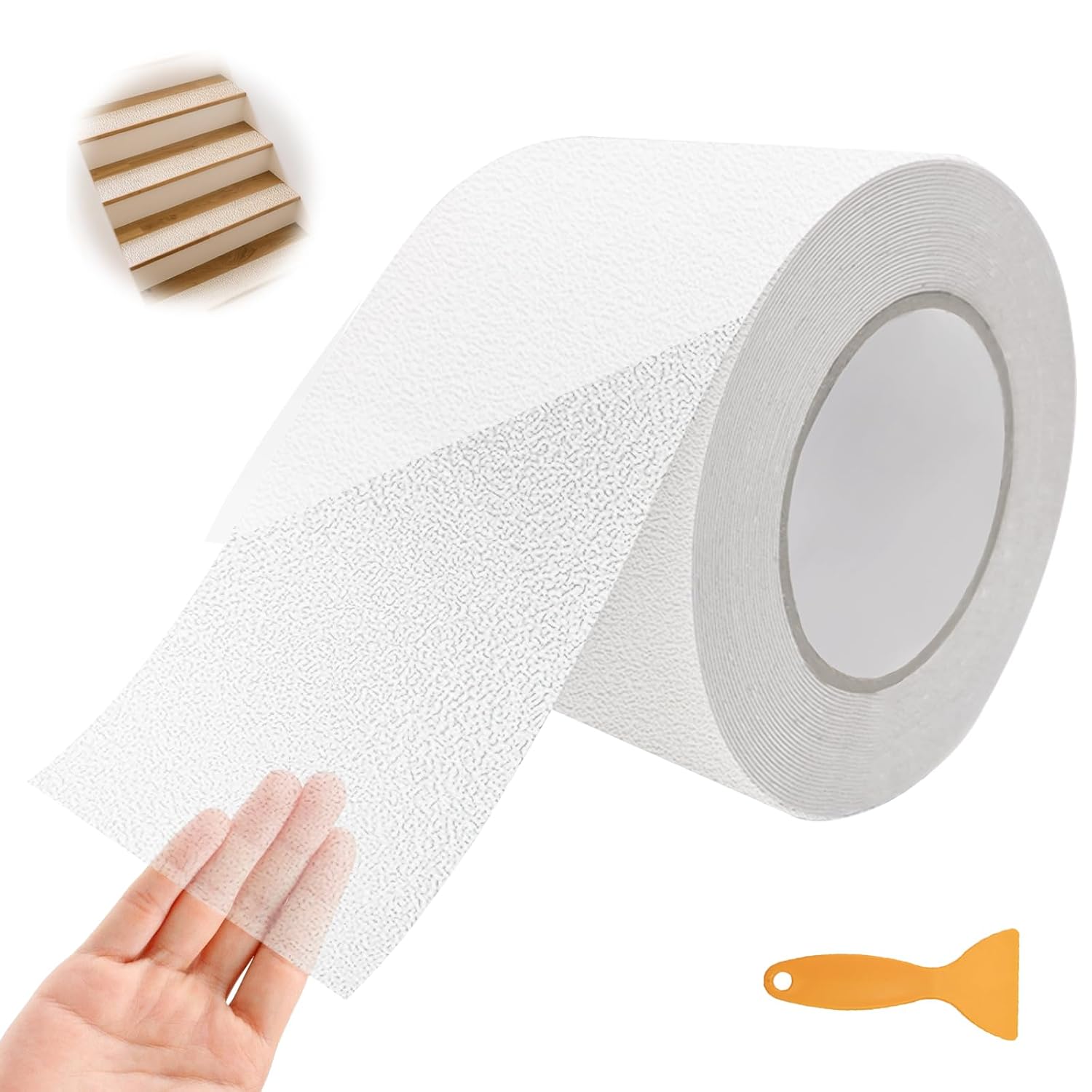 Ruban antidérapant transparent autocollant 10 cm x 10 m, intérieur extérieur escaliers