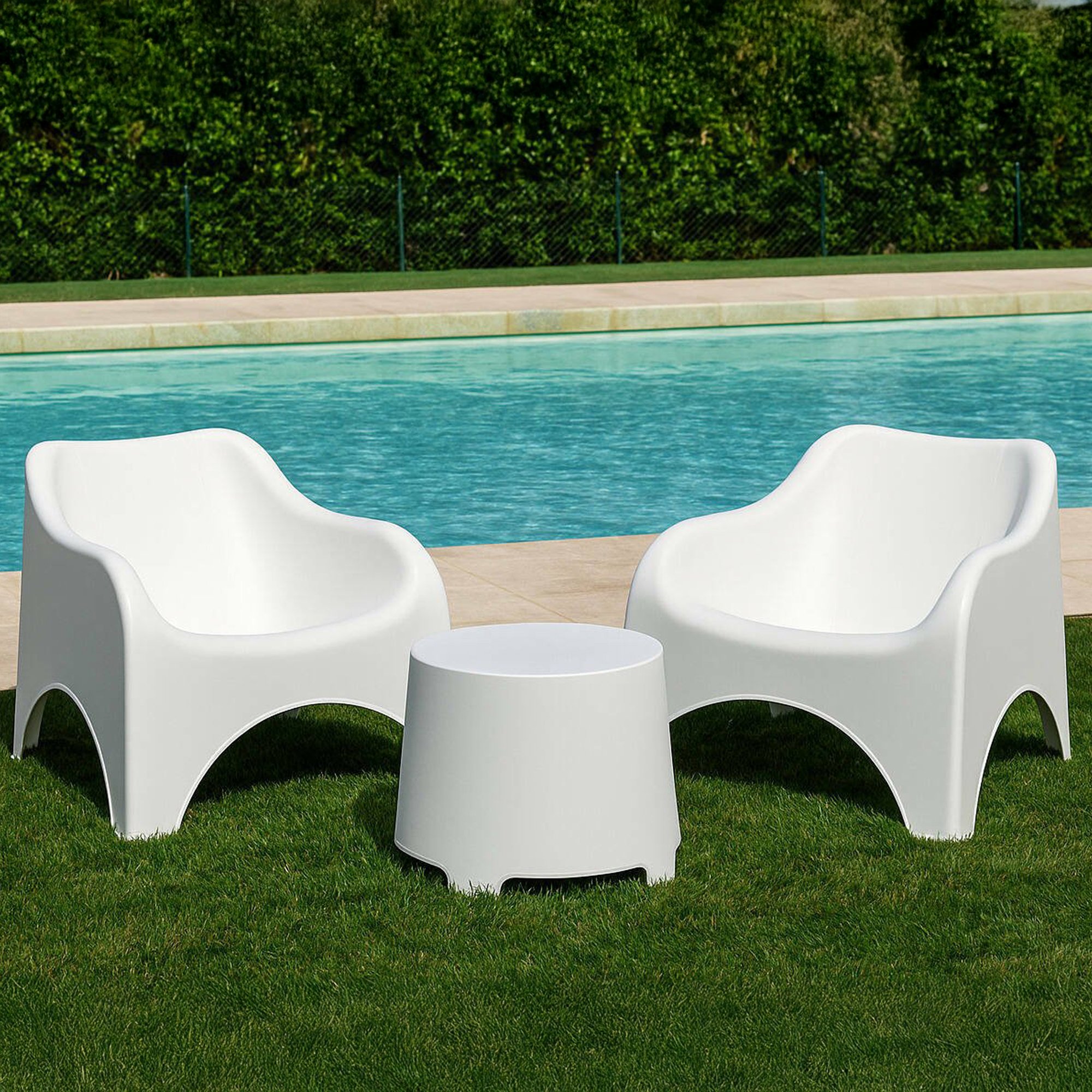 Dmora – Salon De Jardin Blanc 2 Places – Fauteuils 79.5x81h76 Cm