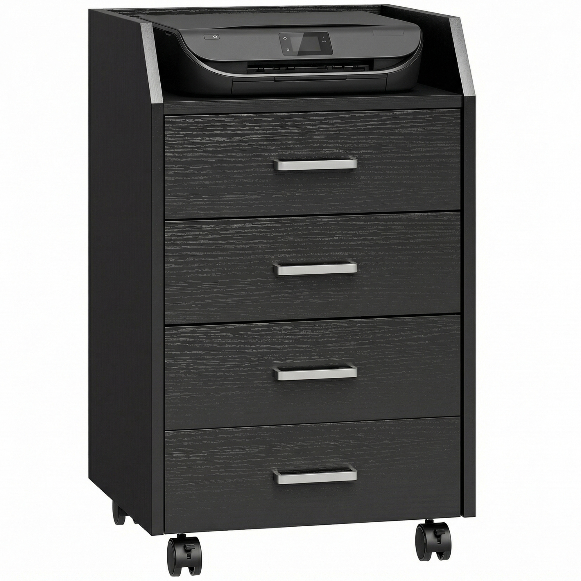 Caisson De Bureau - Vinsetto - Rangement À 4 Tiroirs - Mobile Sur