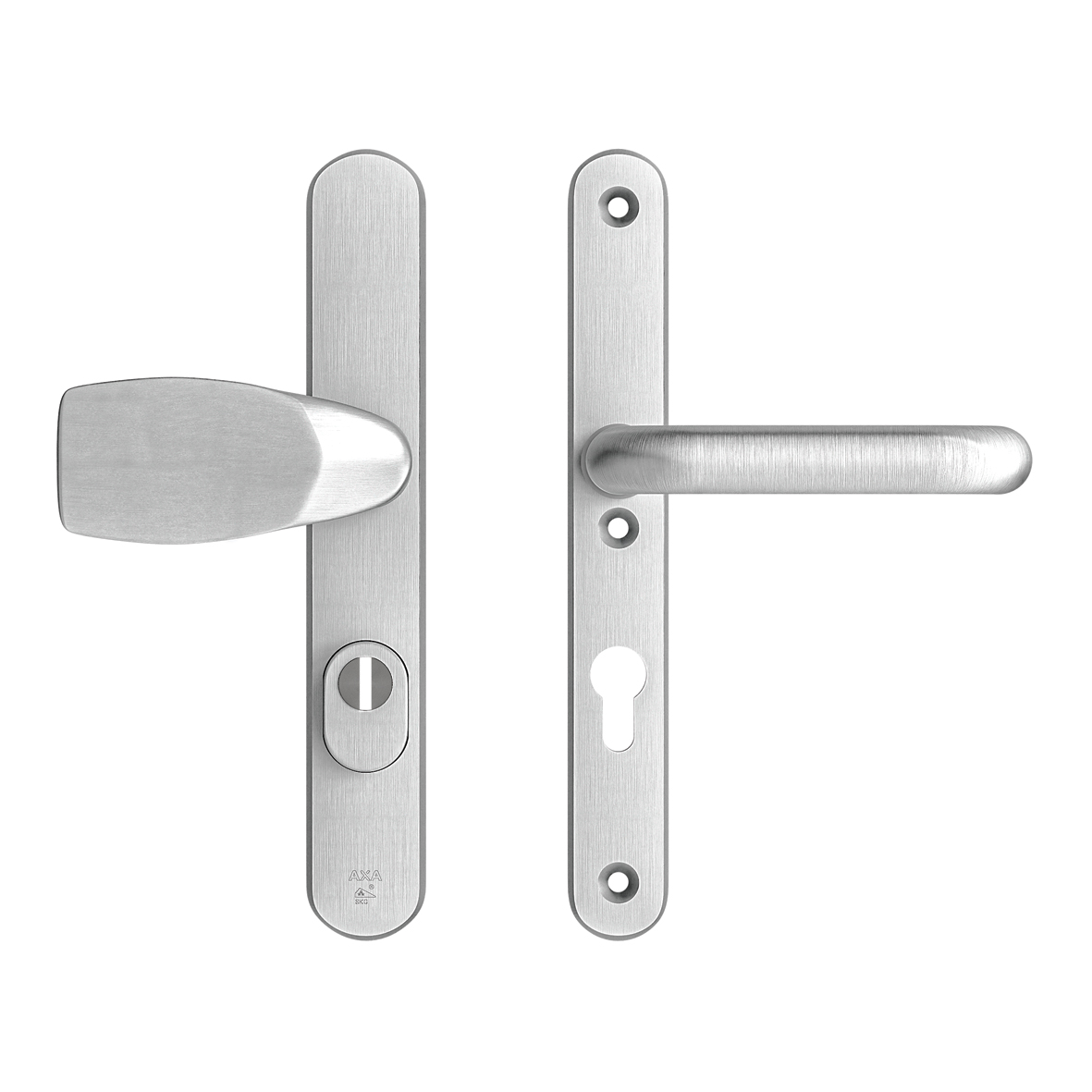 Axa Sicherheitstürbeschlagset - Oval Plus U - Türgriff Aus Aluminium - Modell U - Pc72 Mit Kernzugsicherung - Schmaler Schutz