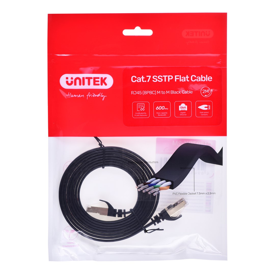 Unitek 2.0m płaski (S/FTP, CAT7, 2 m), Netzwerkkabel - Bild 6