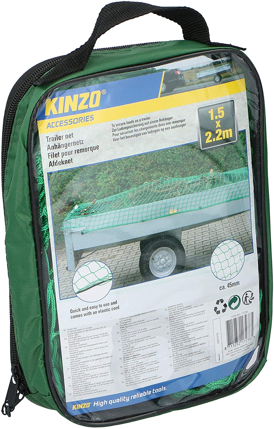 Kinzo Grün Spanngurt + Ladungssicherung, Anhänger-Netz 1,5 X 2,2 M - Image 3