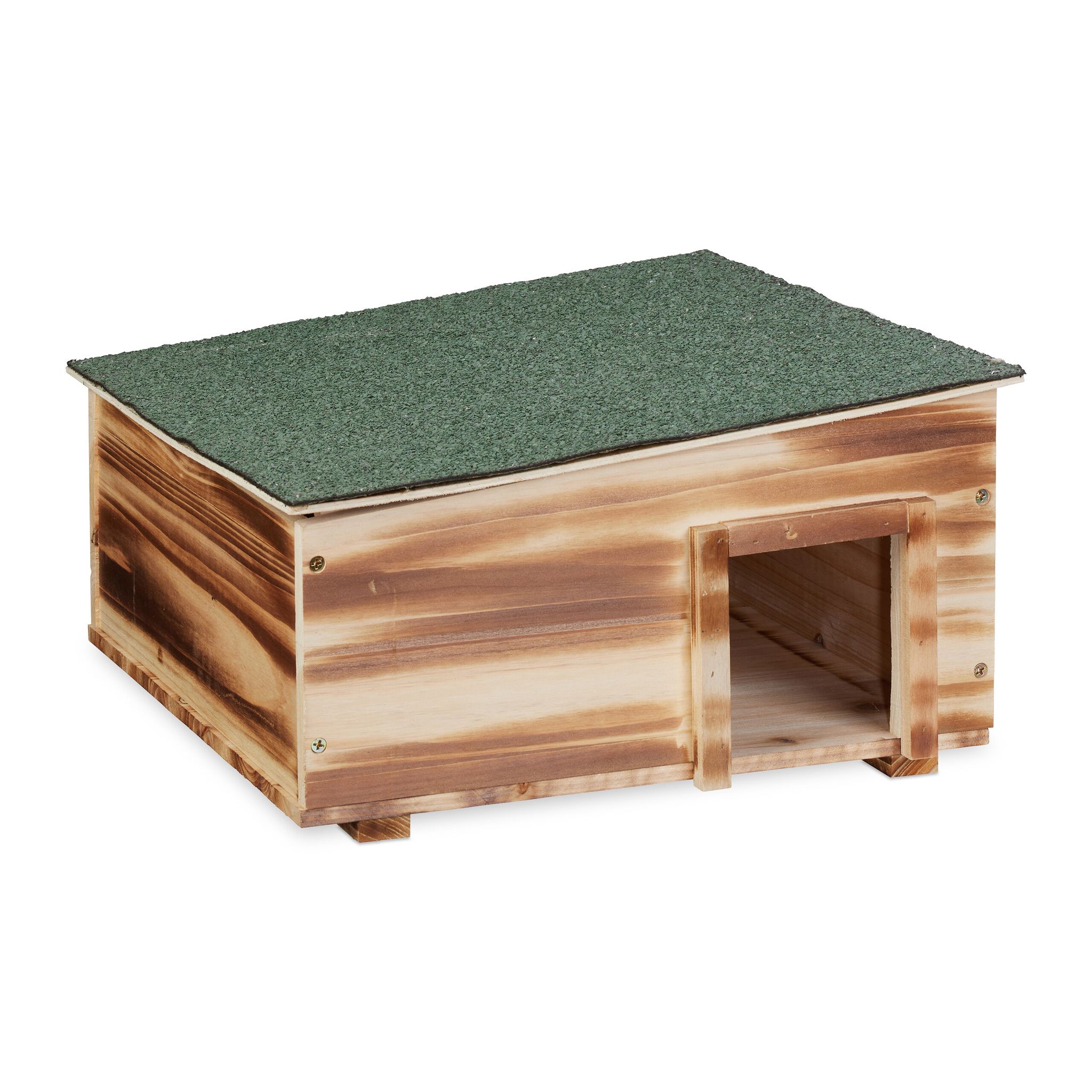 Casetta Per Ricci In Legno, Rifugio Da Giardino, 2 Scomparti, 21,5x40x40 Cm, Tana Contro Predatori, Marrone - Relaxdays