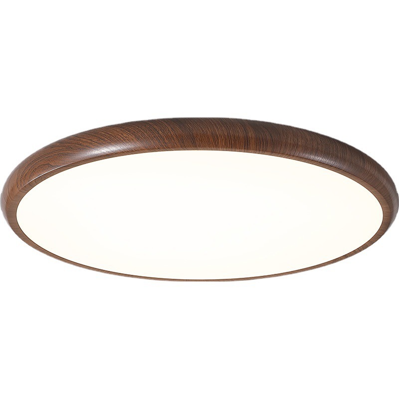 Plafonnier Rond Style Japonais Avec Led Intégrée – Luminaire Encastré Design Pour Chambre, Bureau Et Salon, Marron 30cm