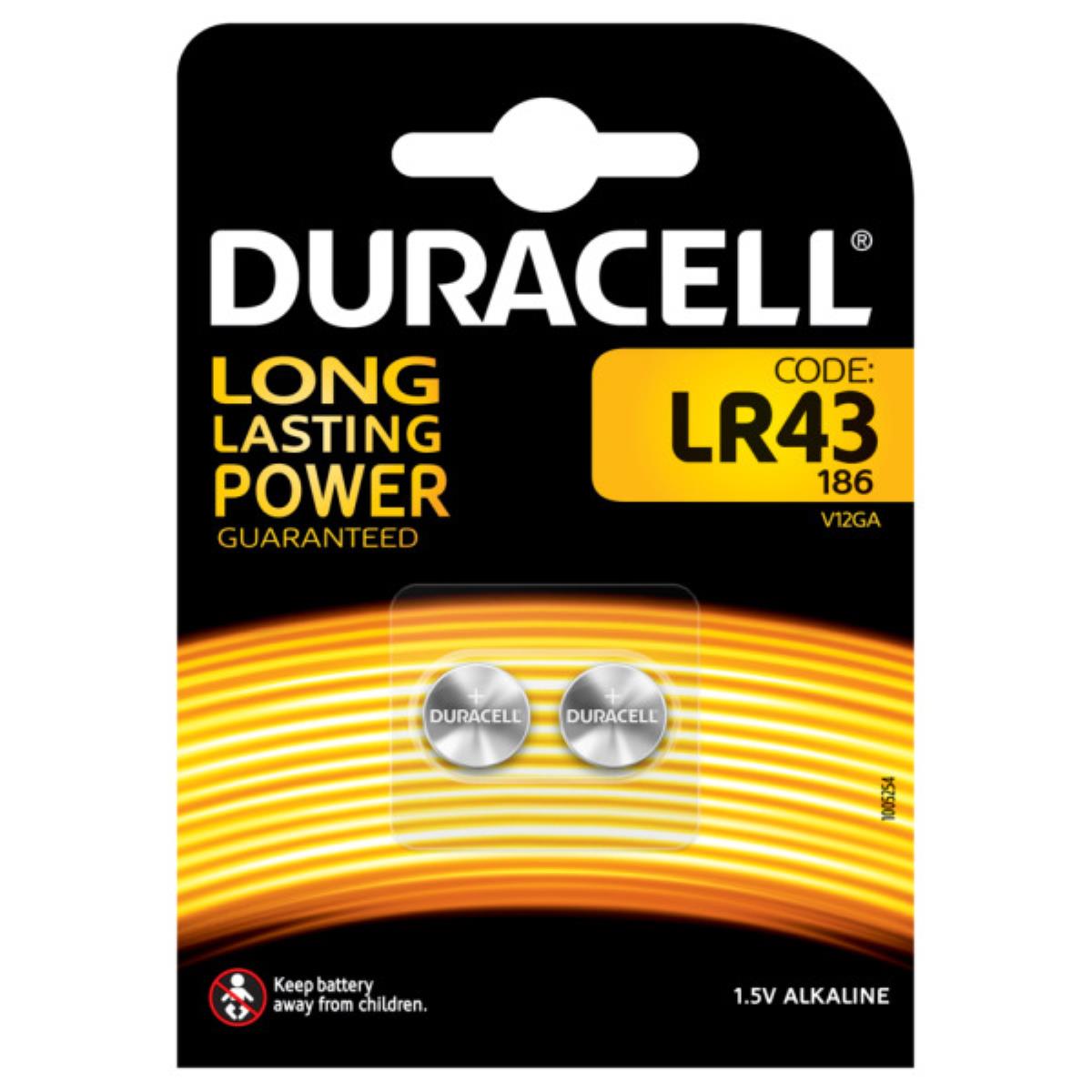 Duracell Knopfzelle Alkali-Mangan Lr43 1,5V 73 Mah 2 St./Pack.