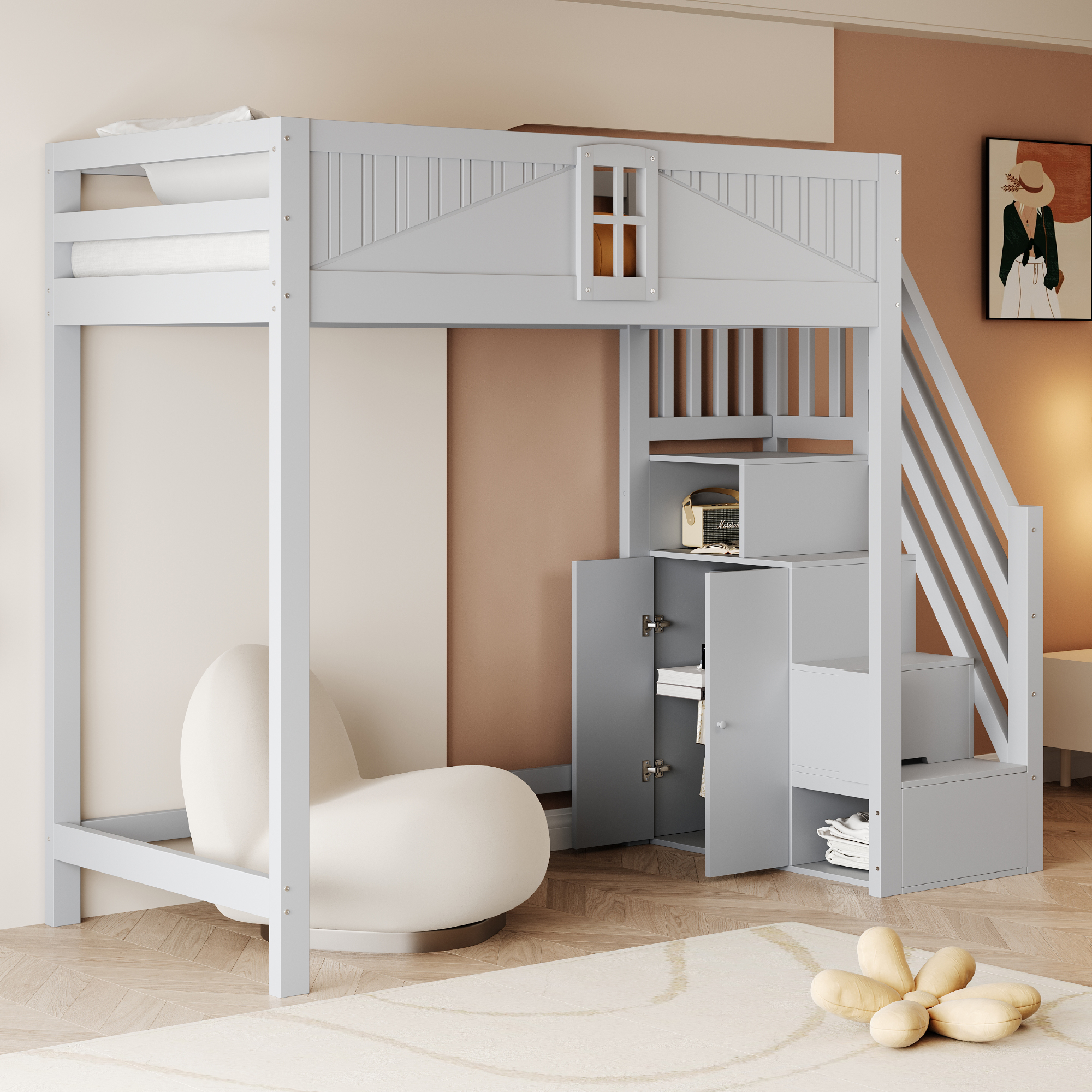 Lit Mezzanine En Bois Massif 90 X 200 Cm