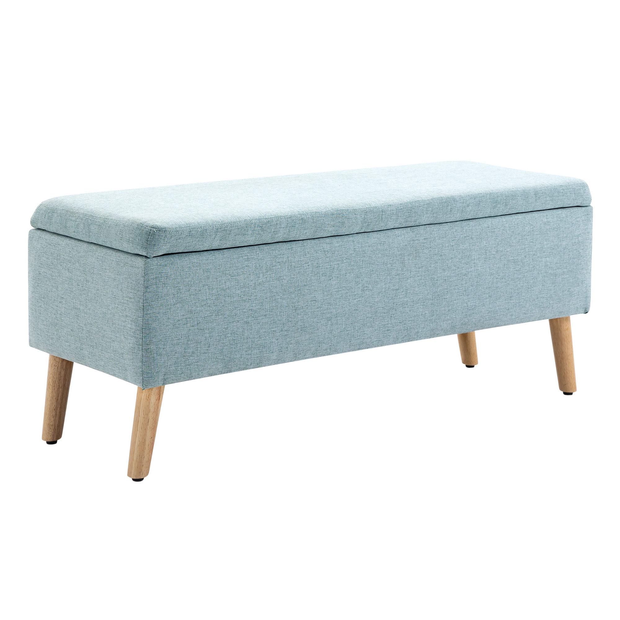 Homcom - Sitzbank Mit Stauraum Polsterbank Mit Leinenoptik, Sitztruhe Mit Holzbeine, Truhenbank Für Wohnzimmer Schlafzimmer Flur 110 X 39 X 45 Cm, Hellgrün