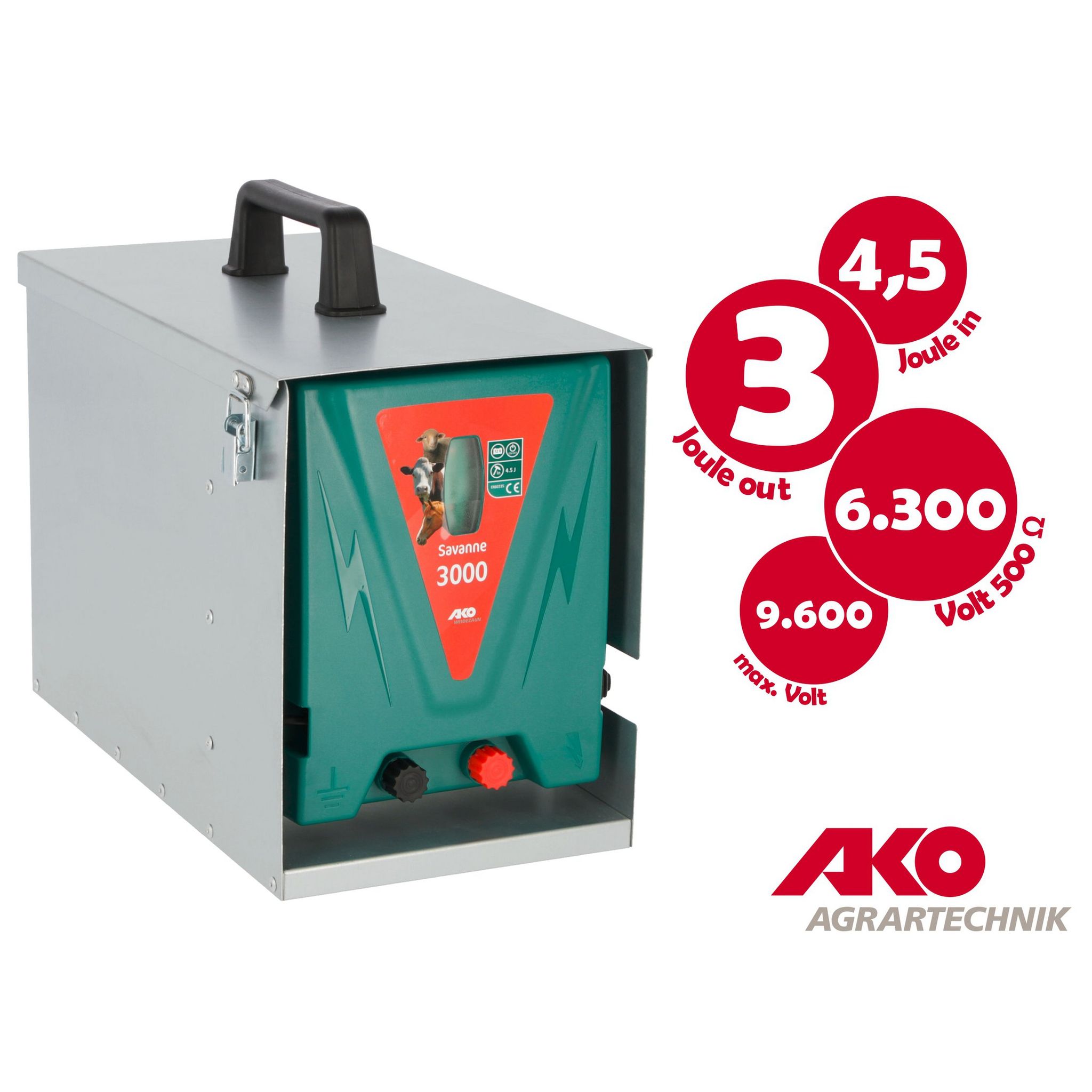 Ako Grün Gartenzaun, Savanne 3000 Inkl. Metallbox Weidezaungerät - Image 3
