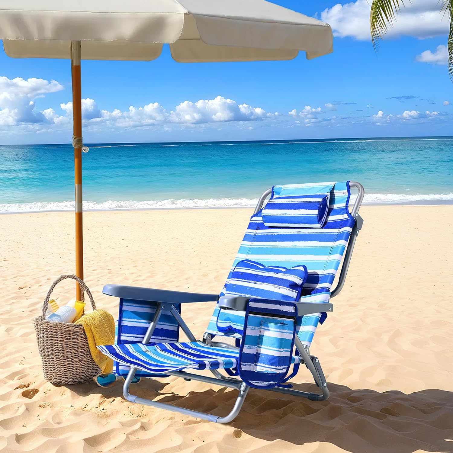 1pc Chaises De Plage Avec Fonction Sac À Dos,chaises De Camping Pliante