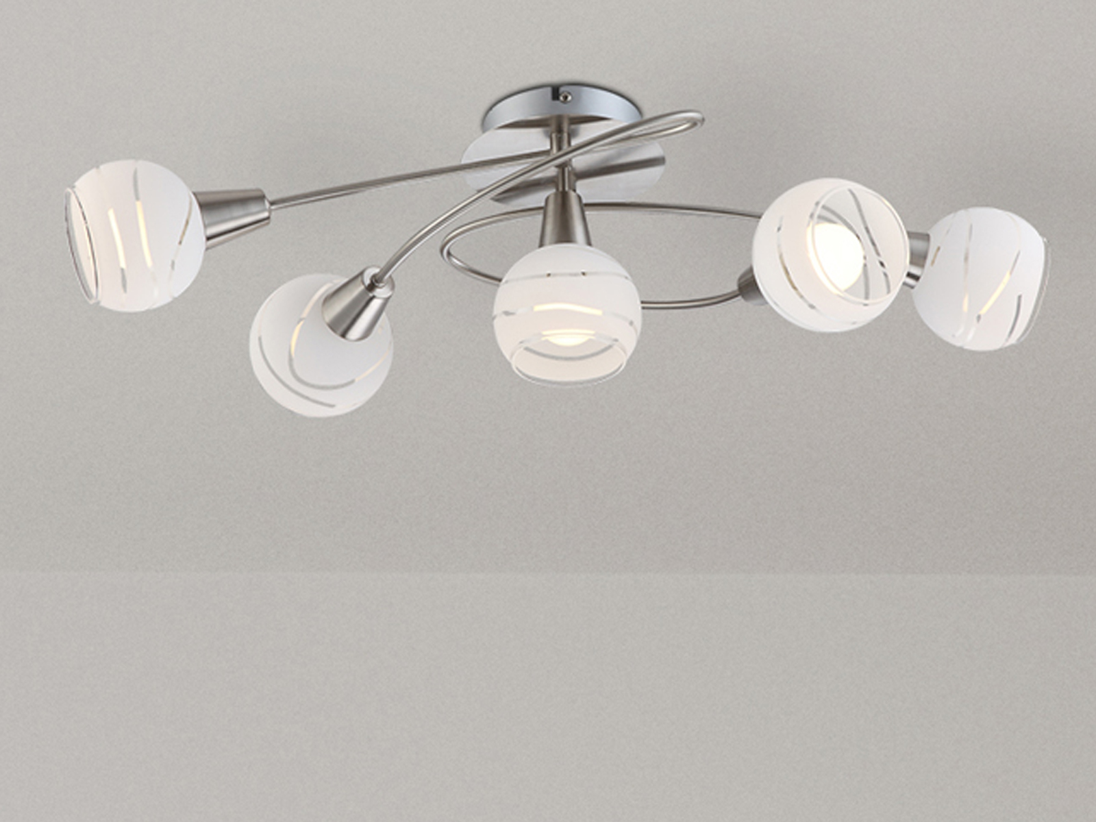 GLOBO LIGHTING Deckenleuchte ELLIOTT aus Metall und Glas, 5-flammig in Grau, 62,5 cm Länge, moderne LED-Innenbeleuchtung für Wohnräume - Bild 3