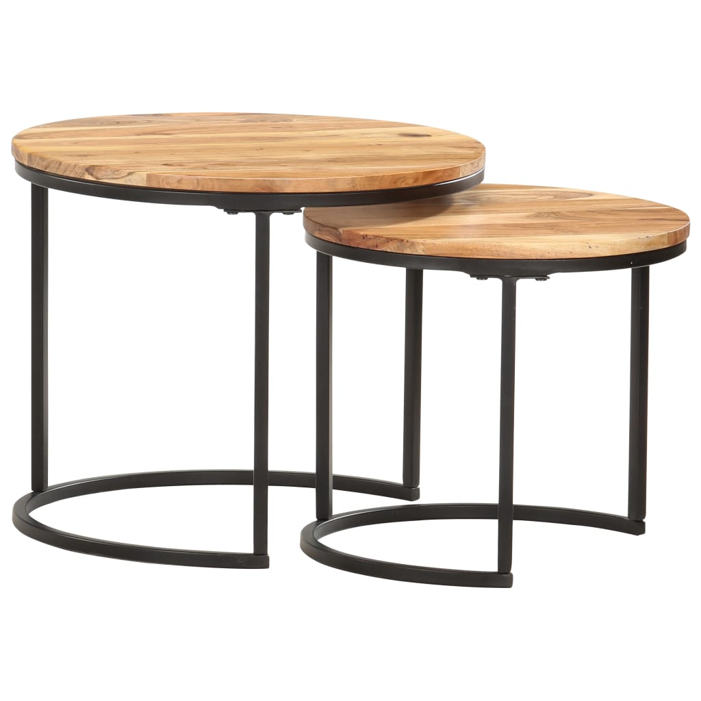 Vidaxl – Tables Gigognes 2 Pcs En Bois D'Acacia Massif – Finition À