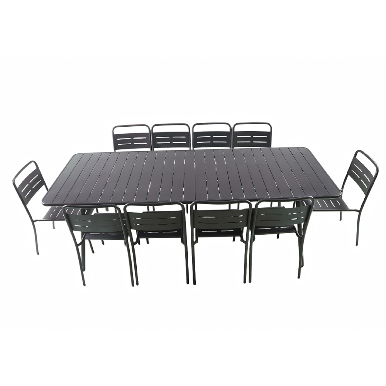 Concept-usine – Ensemble Table De Jardin 234 Cm – 10 Chaises Empilables