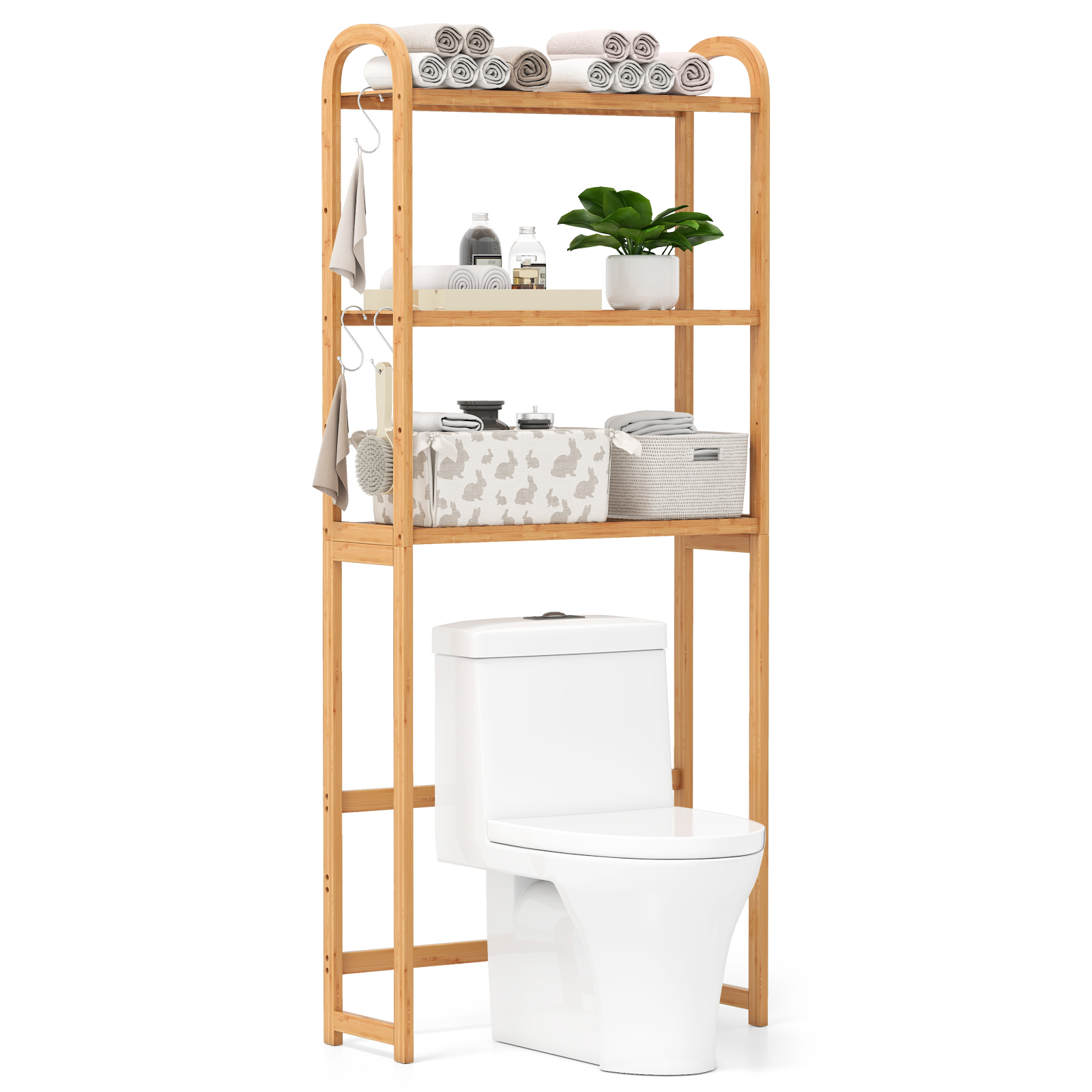 Costway - Meuble Wc Au-dessus Des Toilettes En Bambou