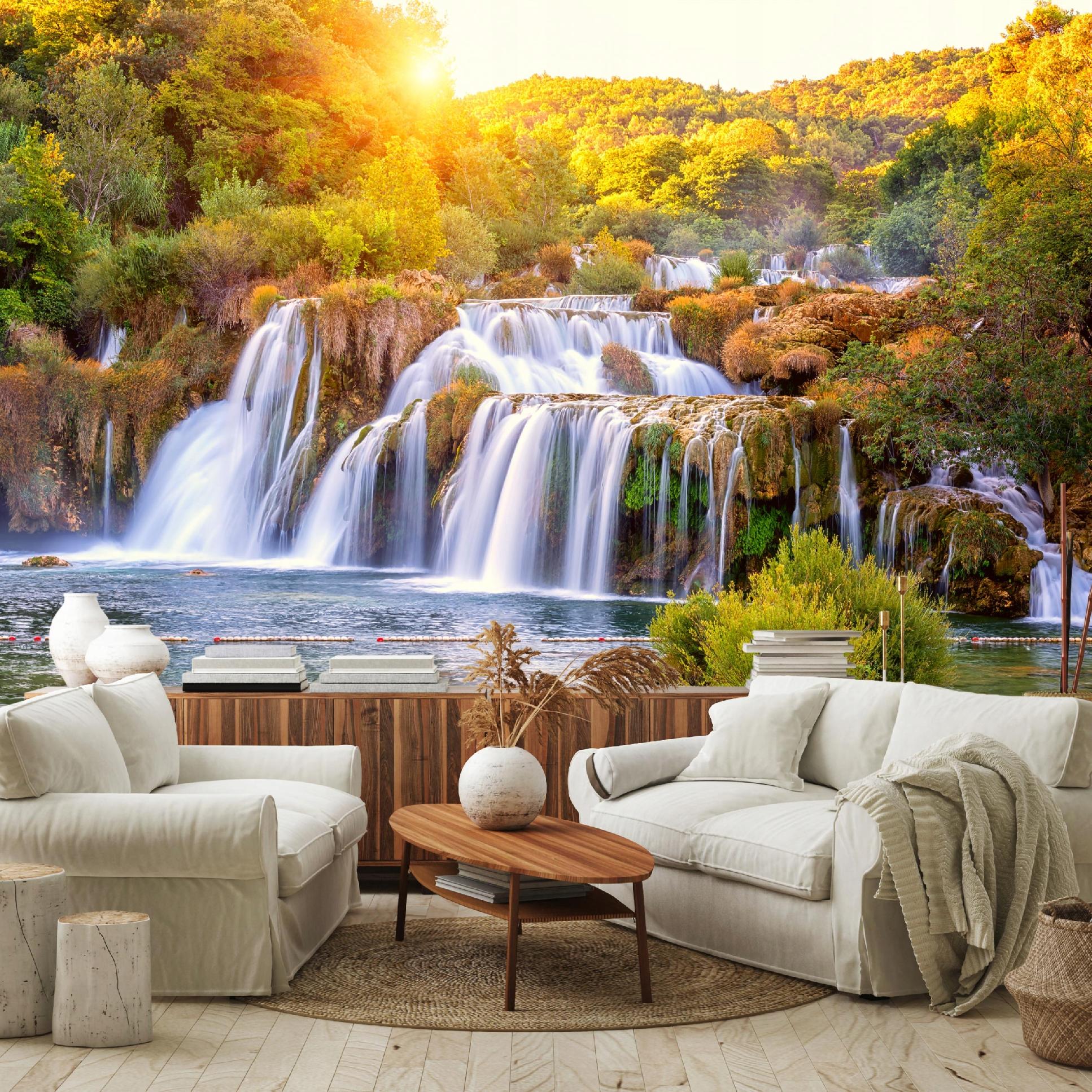 Wallarena Vlies Fototapete Wasserfall 400x280 Cm, Tapeten, Für Wohn Und Schlafzimmer, Vliestapete Wandtapete Tapete 3d Effekt- Inkl. Kleister - Wald Landschaft