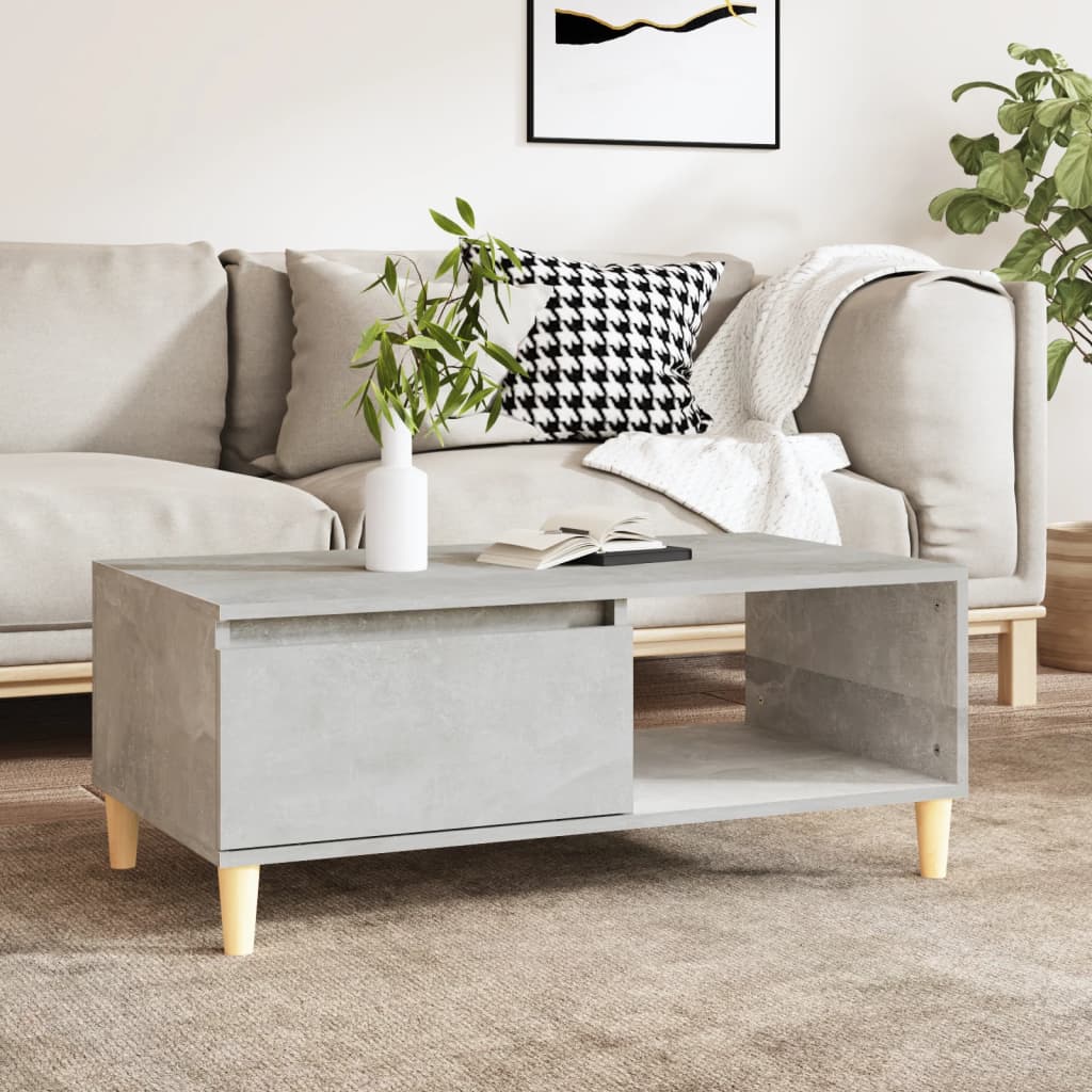 Table Basse Gris Béton 90x50x36,5 Cm Bois D'Ingénierie Vidaxl