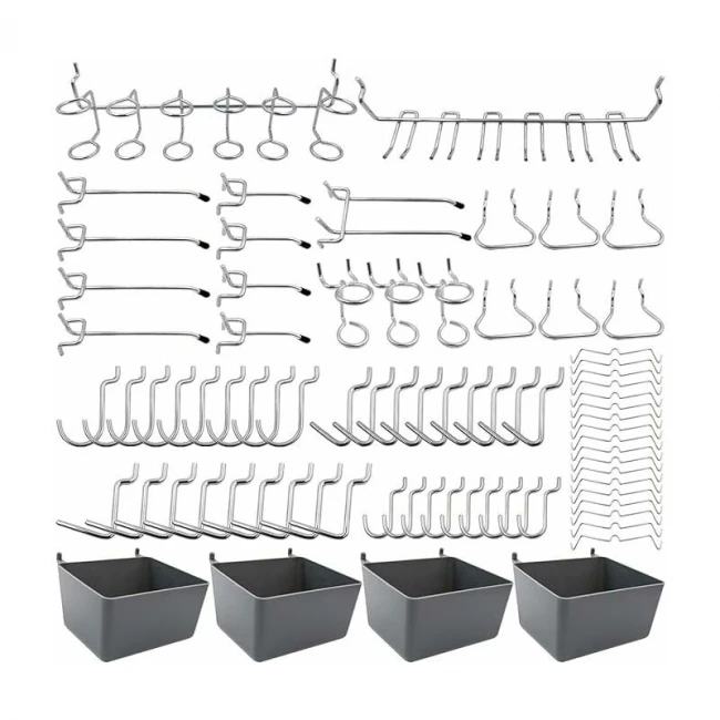 Crochets pour panneau perforé avec compartiment et verrouillage, 80 pièces en 13 types
