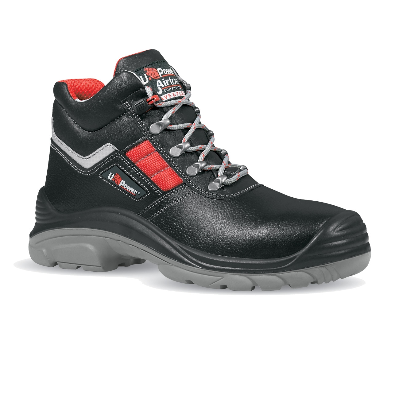 U-Power Herren Schwarz Sicherheitsschuhe, Sicherheitsstiefel Devastate Grösse 42 /Rot S3 Src Rs En Iso 20345 Vollnarbiges Leder (S3, 42) - Bild 4