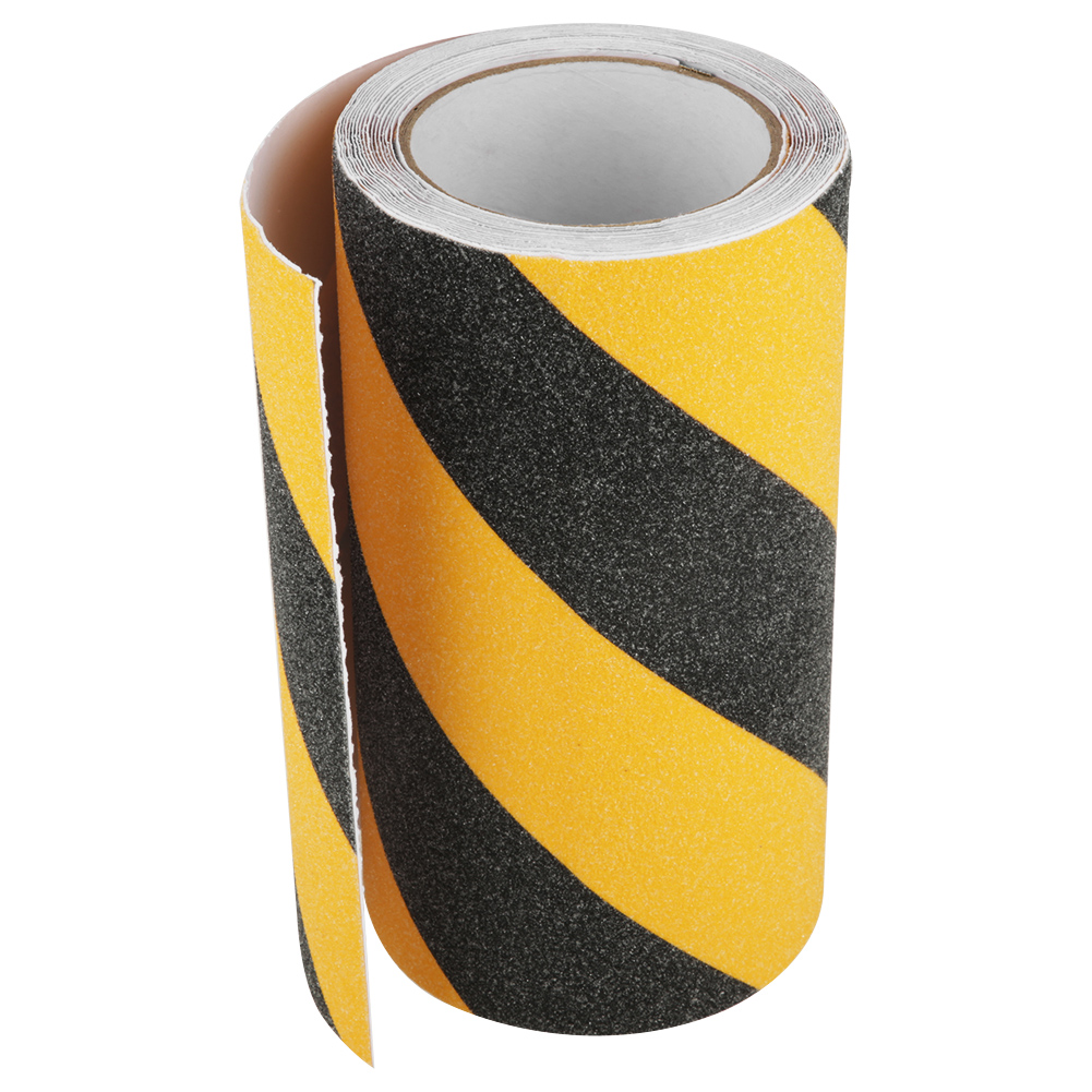 Ruban antidérapant autocollant en PVC et carbure de silicium, 20 cm x 5 m, jaune et noir
