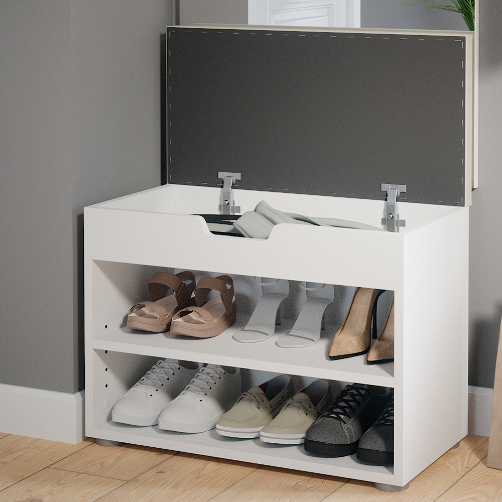 Vicco - Banc Pour Chaussures Rolfe, Blanc, 60 X 45 Cm