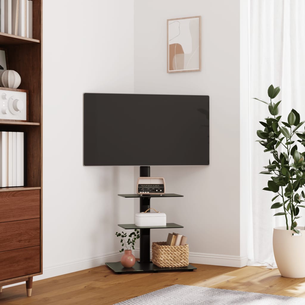 Vidaxl - Meuble Tv D'Angle 3 Niveaux Pour 32-65 Pouces Noir