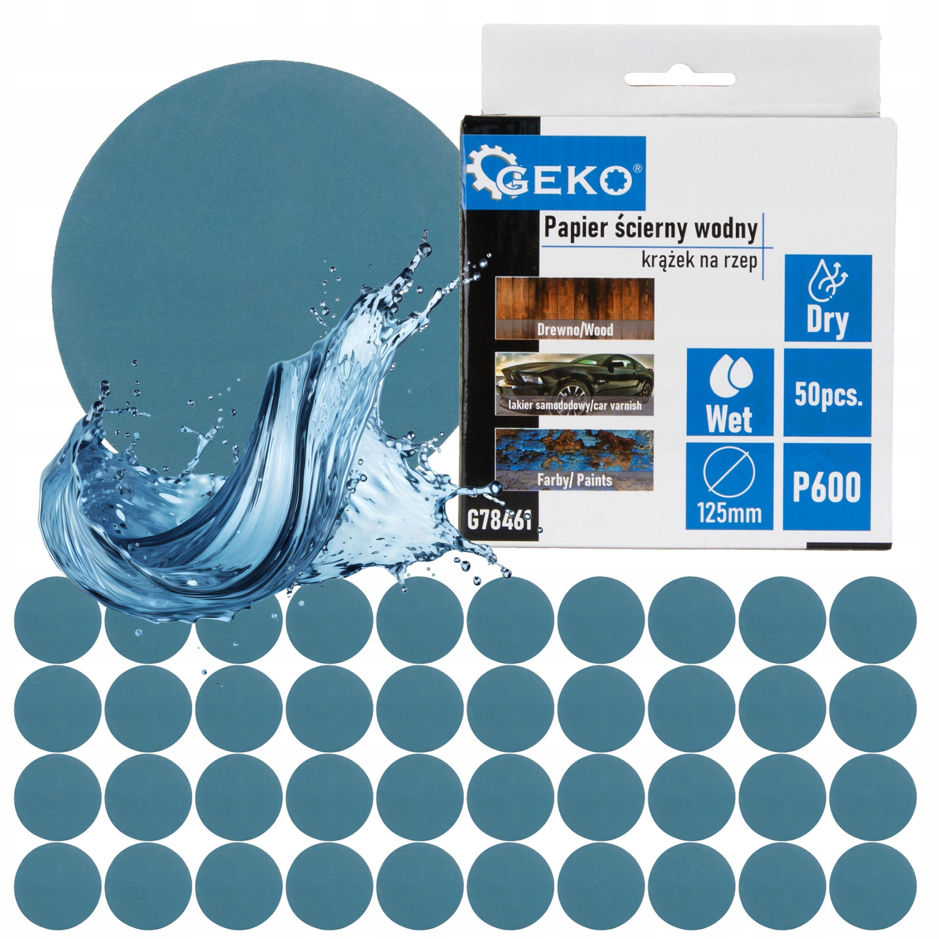 Import Schleifscheiben Geko P600 Wasserdicht 125 Mm 50 Stück