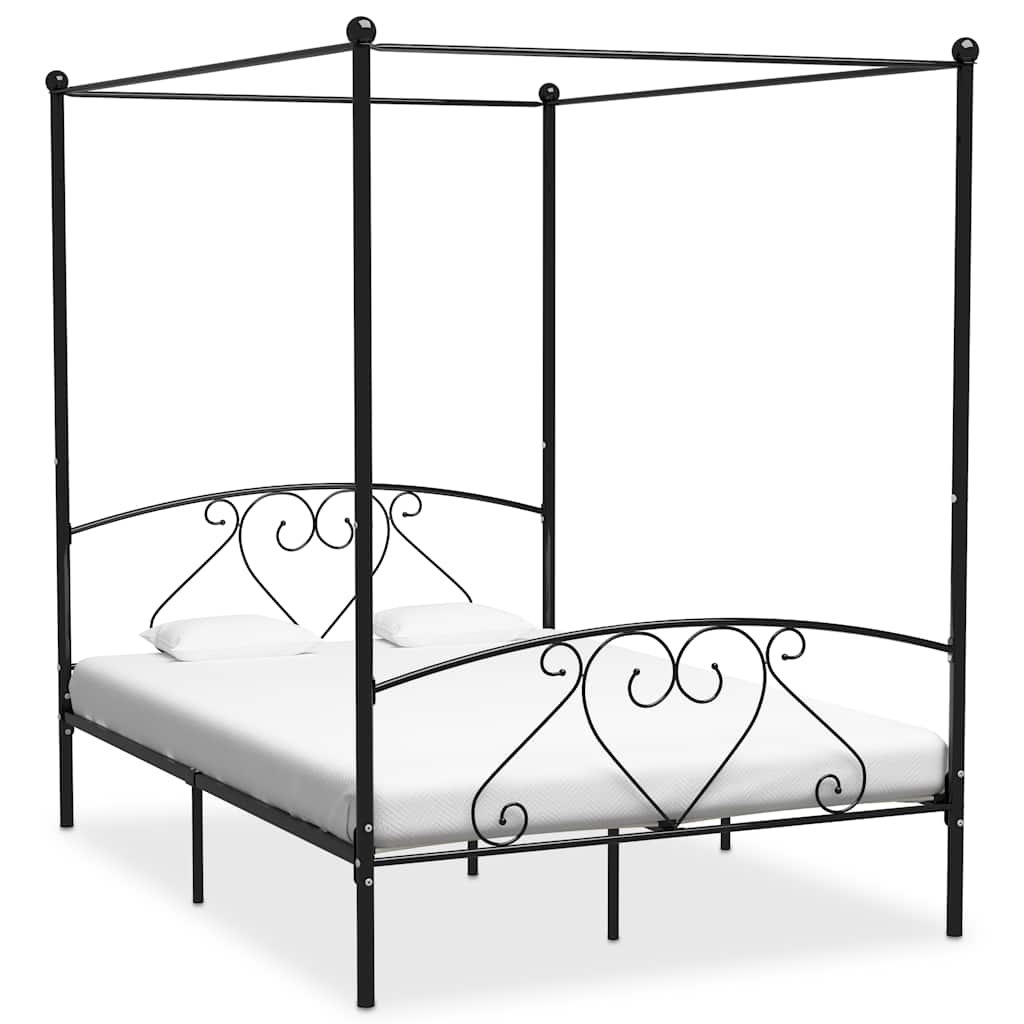 Vidaxl Schwarz Himmelbett-Gestell Metall 140 X 200 Cm