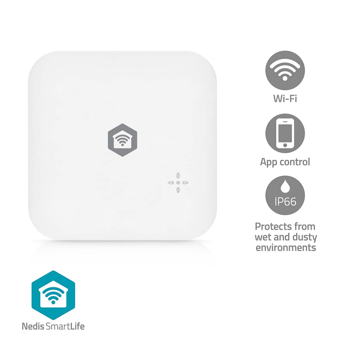 Nedis SmartLife Water Detector | Wi-Fi | Battery Powered | Extension included | Max. battery life: 24 Months | 80 dB | White