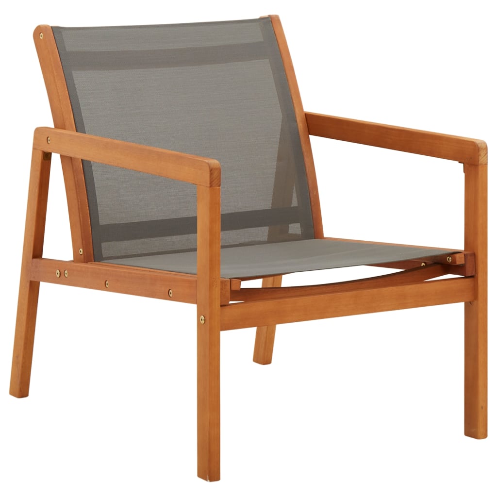 Minkurow - Chaise De Jardin Gris Bois D'Eucalyptus Solide Et Textilène