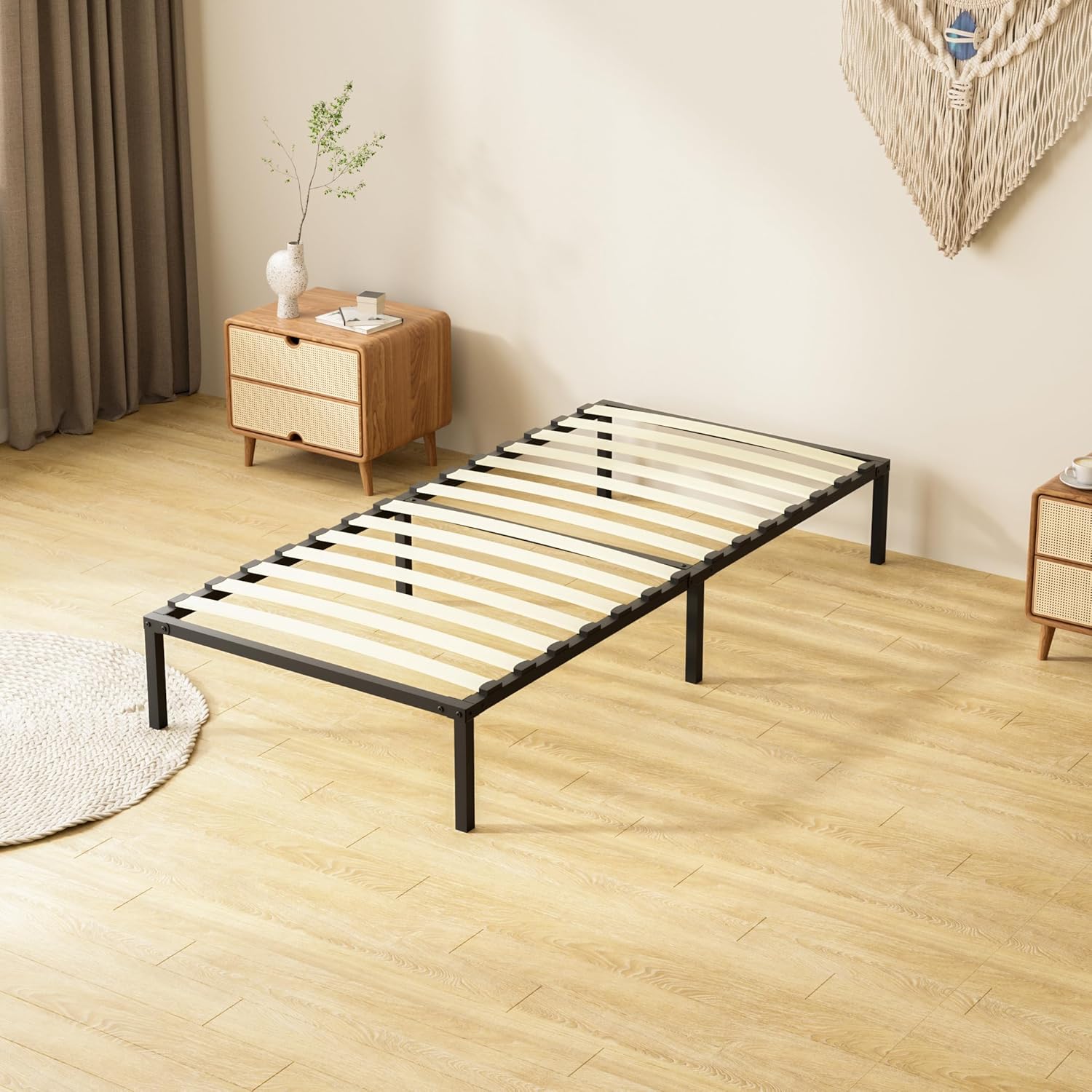 Teeno – Sommier 90x190 Cm – Cadre À Lattes Métal Avec 6 Pieds – 13
