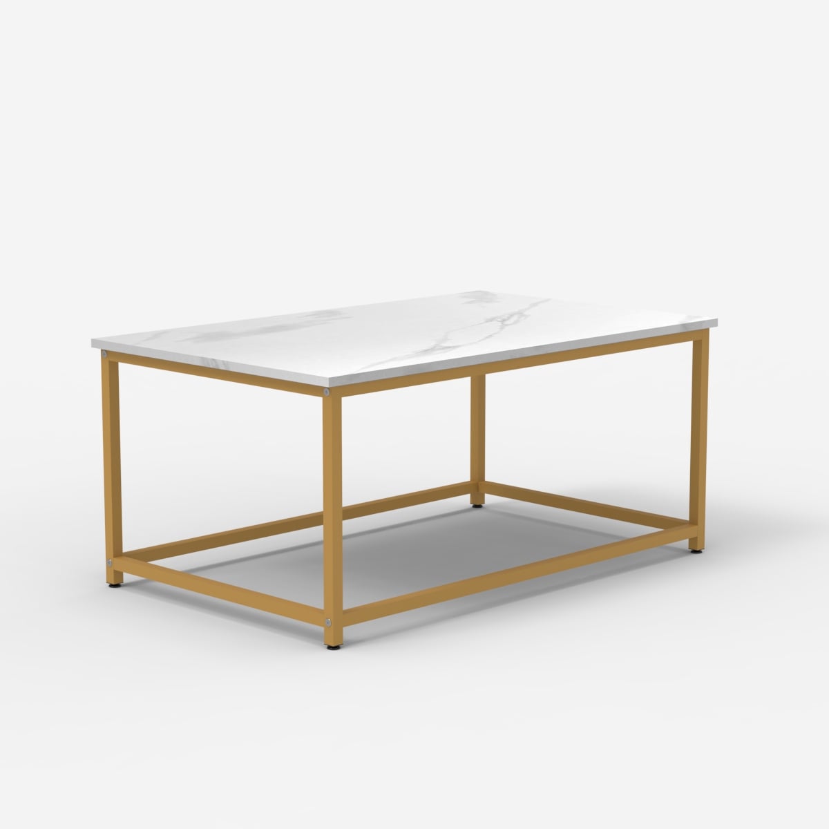 Table Basse De Salon Contemporain 100x60x45cm Effet Marbre Corniola - Or