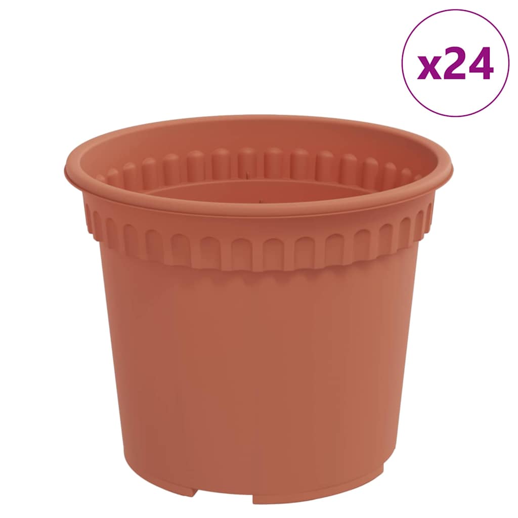 vidaXL Maceta Redonda para Flores 24 uds. Rojo Ladrillo Ø 12,5 x 10 cm