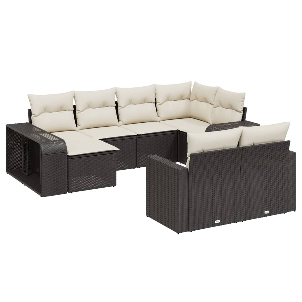 Schwarz 10-Tlg. Garten-Sofagarnitur Mit Kissen Poly Rattan Vidaxl - Bild 2