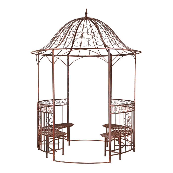 Dema – Kiosque De Jardin En Métal Ø 2 M Avec Bancs – Armature 16x16 Mm