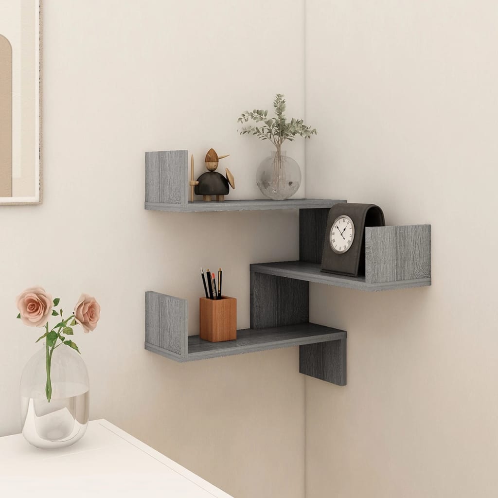 Vidaxl Grau Wand-Eckregal Sonoma 40X40x50 Cm Holzwerkstoff
