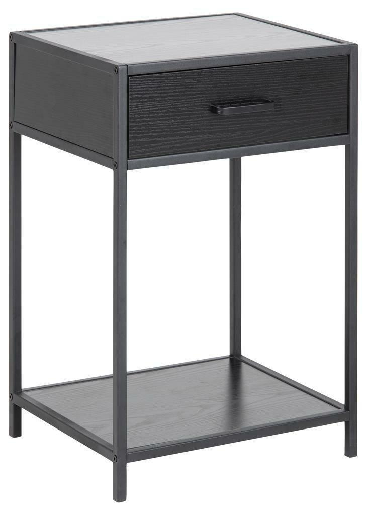 Ac Design Furniture Schwarz Seaford Nachttisch, Mit Schublade, Modernes Mdf-Metall