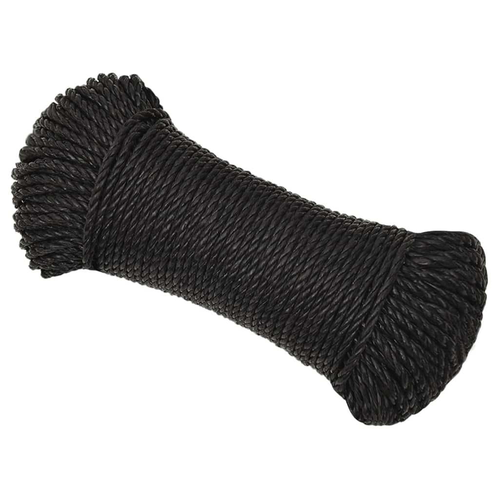 Vidaxl Schwarz Arbeitsseil 8 Mm 100 M Polypropylen